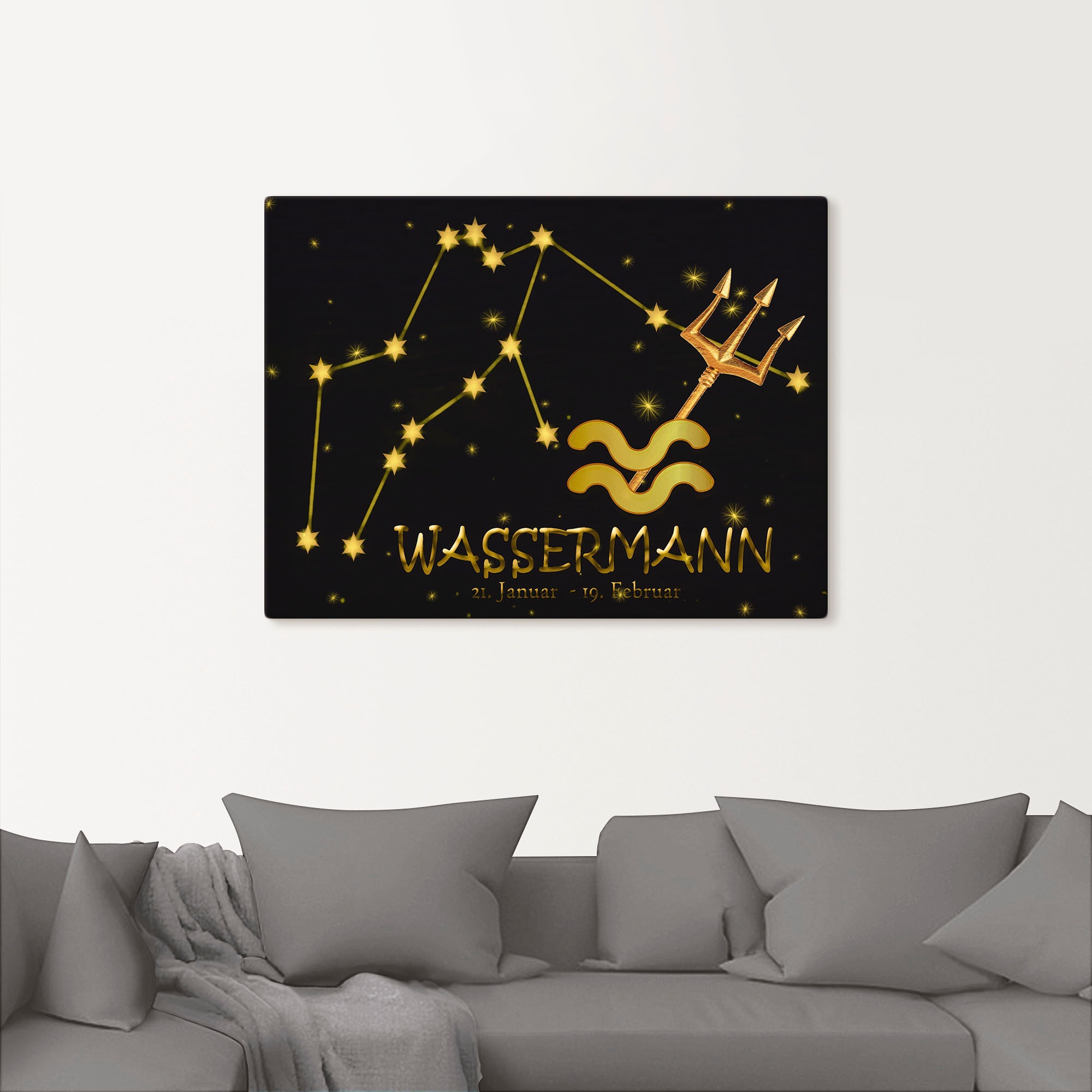 Artland Wandbild »Sternzeichen - Wassermann«, Bilder von Sternzeichen, (1 St.), als Alubild, Leinwandbild, Wandaufkleber oder Poster in versch. Größen