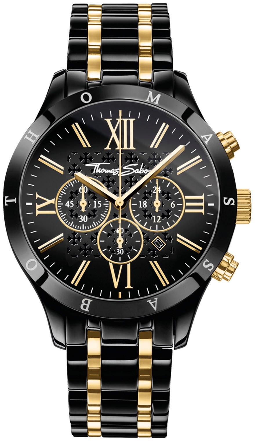 THOMAS SABO Chronograph »REBEL URBAN«, Quarzuhr, Armbanduhr, Herren, Datum, Stoppfunktion, 12/24-Std.-Anzeige