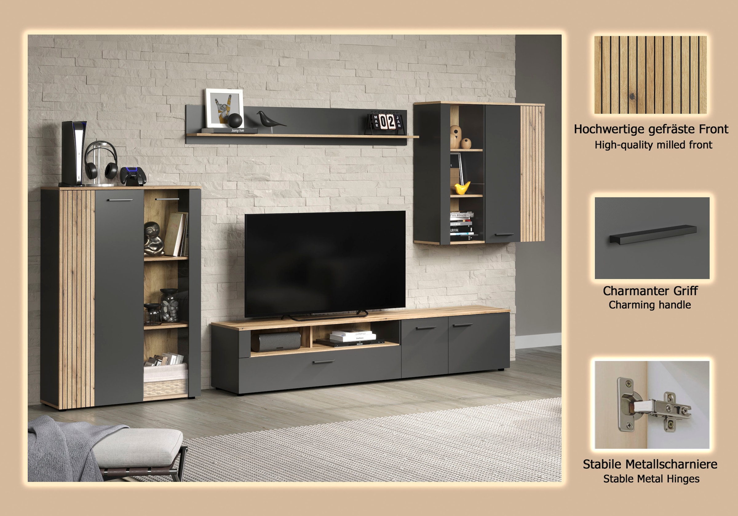 Home affaire Wohnwand »Estepona« Komplett-Set, 4 Stk. tlg.