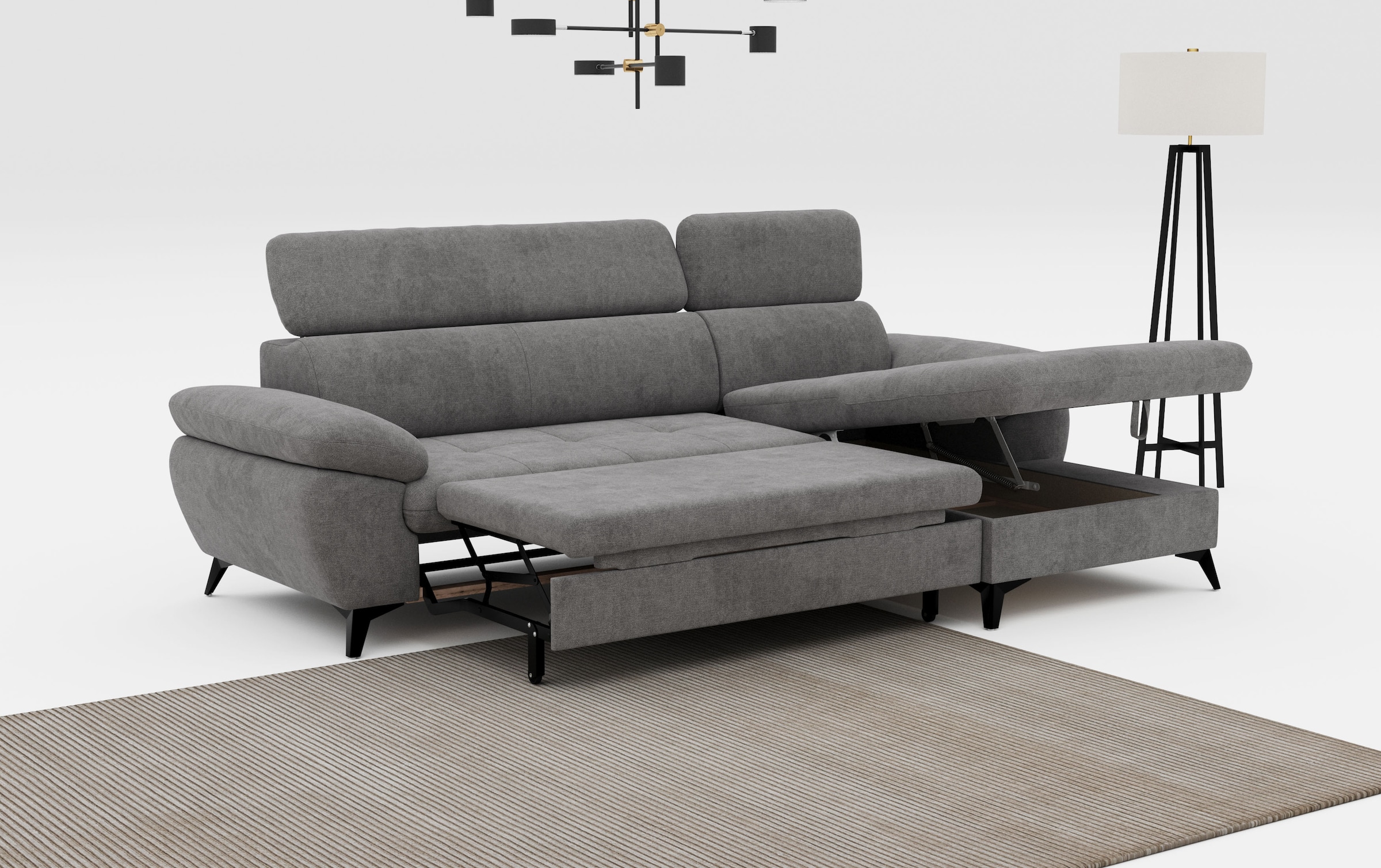 COTTA Ecksofa »Hudson L-Form«, mit Kopfteilverstellung, wahlweise mit Bettfunktion & Bettkasten