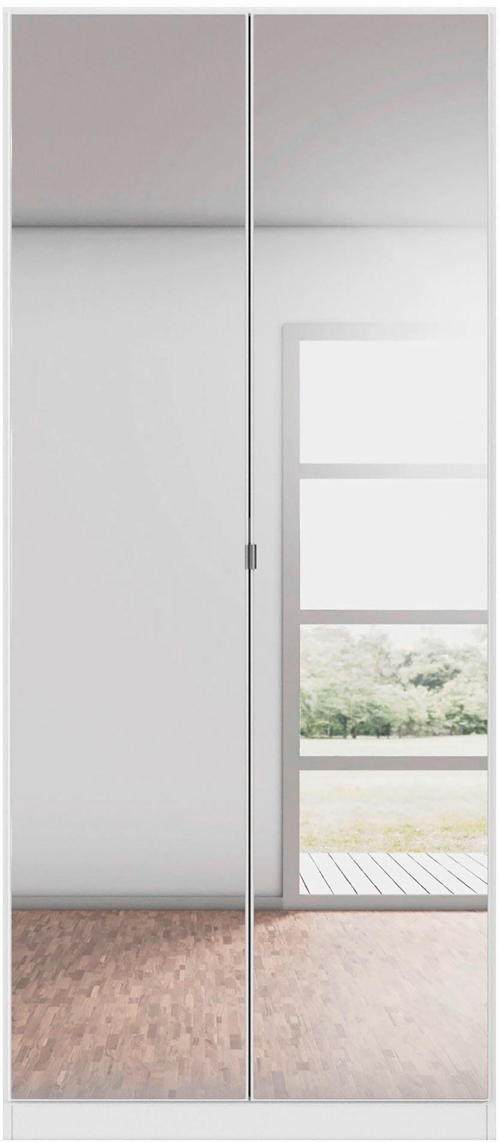 rauch Drehtürenschrank »Kleiderschrank Schrank Garderobe TOPSELLER OTELI inkl. Inneneinteilung«, (erhältlich in Breiten 91-360 cm, ab Breite 136cm inkl. Innenschubladen), mit zusätzlichen Einlegeböden, optional mit Spiegel MADE IN GERMANY