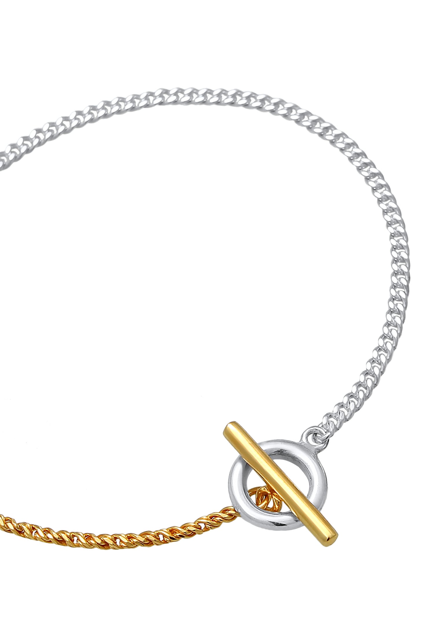 Elli Armkette »Armband Panzerkette Kordel Kreis Stab Bi-Color 925 Silber«