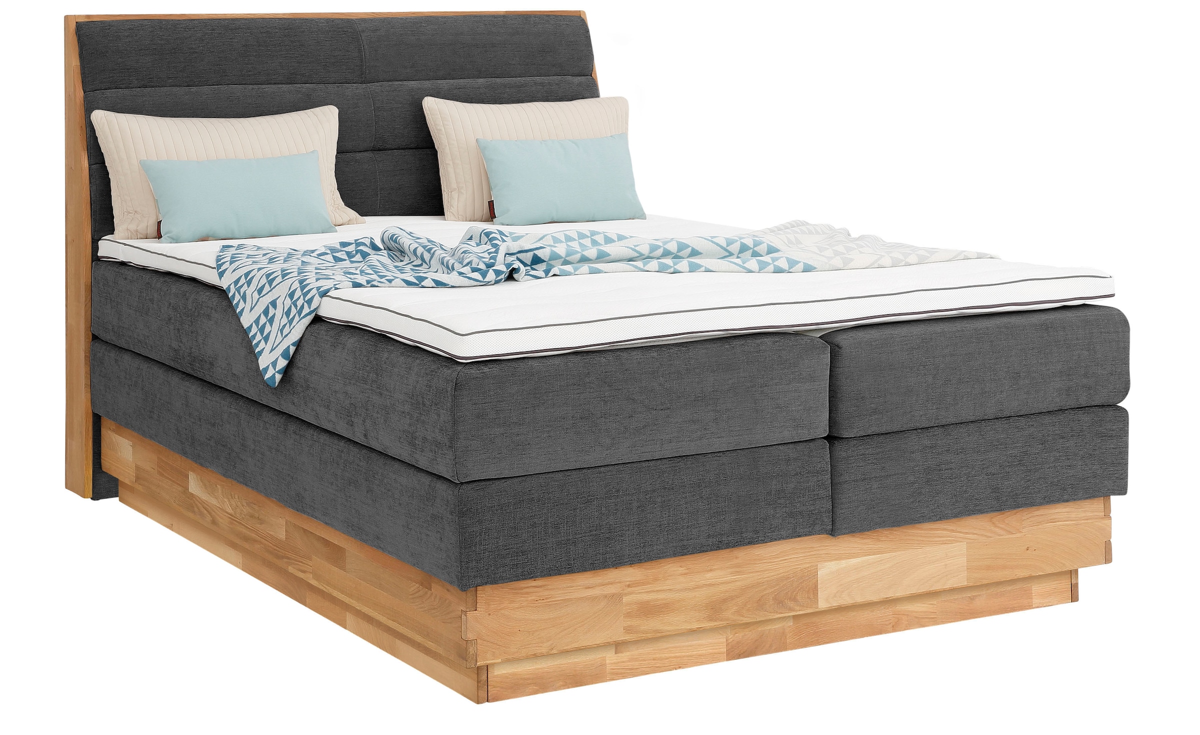 OTTO home Boxspringbett »Jenna« ohne LED-Beleuchtung, mit zertifizierten, recycelten Bezugsstoffen
