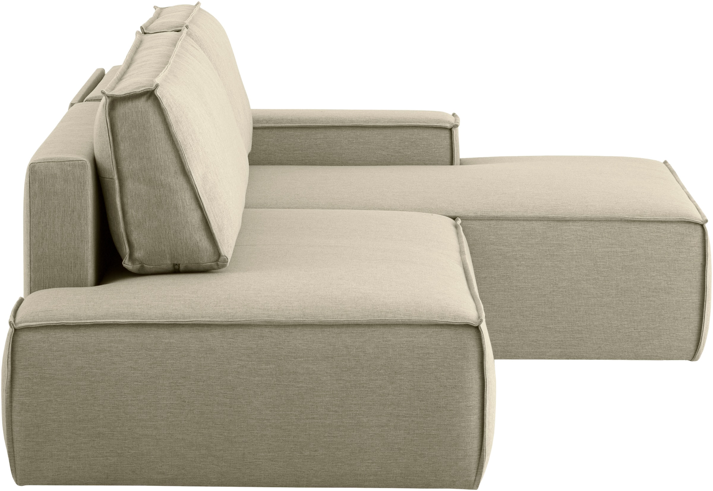 Home affaire Ecksofa »SHERWOOD, Schlafsofa in L-Form offen (275cm), Cord, Leinenoptik«, Schlaffunktion und Bettkasten, Kedernaht, hoher Sitz- & Liegekomfort
