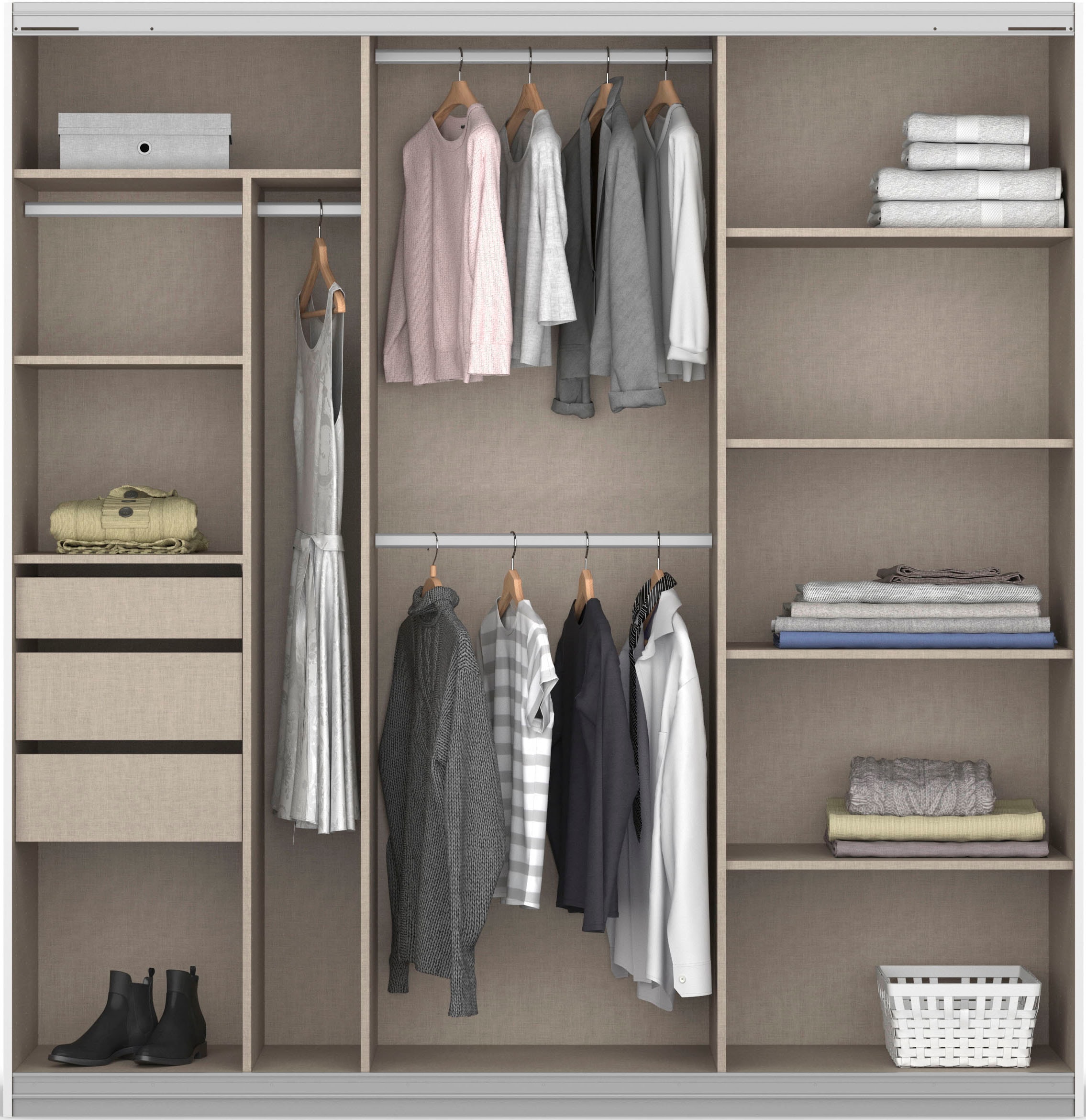 OTTO home Kleiderschrank »Mehrzweckschrank Aktenschrank Möbel Mietswohnung Schlafzimmer OTELI« Breiten 211/278/323/368 cm Höhen 214/233 cm,  inkl. Passepartout optional mit Beleuchtung MADE IN GERMANY