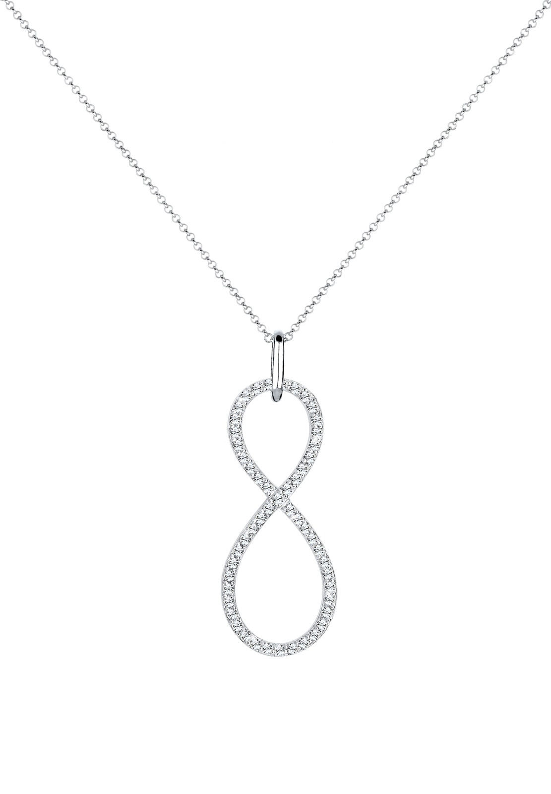 Elli Premium Lange Kette »Halskette Infinity Glas Kristalle Weiß 925 Sterling Silber«