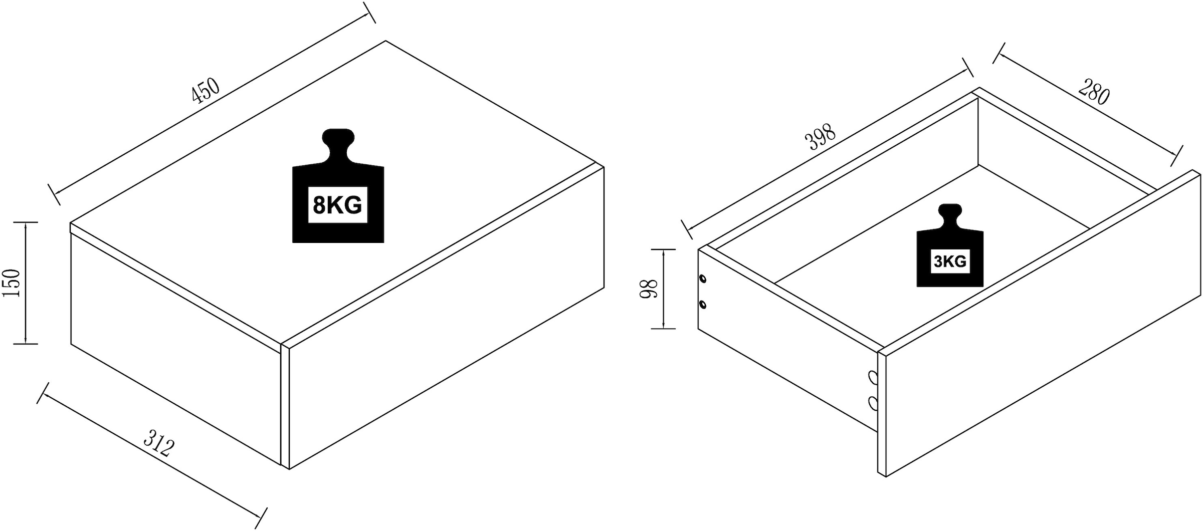 VCM Nachtkonsole »VCM Nachtschrank | Wandschublade | Wandboard | Nachttisch | Maße ca. H. 15 x B. 45 x T. 30 cm - Usal M 45 cm«, (VCM Usal)