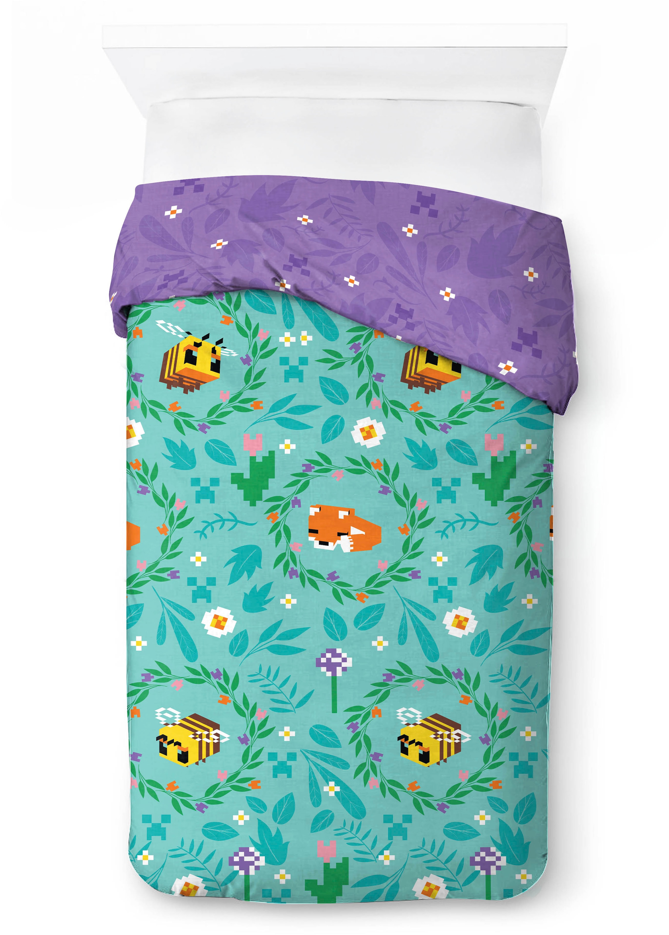 Minecraft Kinderbettwäsche »Minecraft Bettbezug-Set  135x200 cm + Kissenbezug 80x80 cm« 2 tlg. 100 % Baumwolle, maschinenwaschbar, wendbar