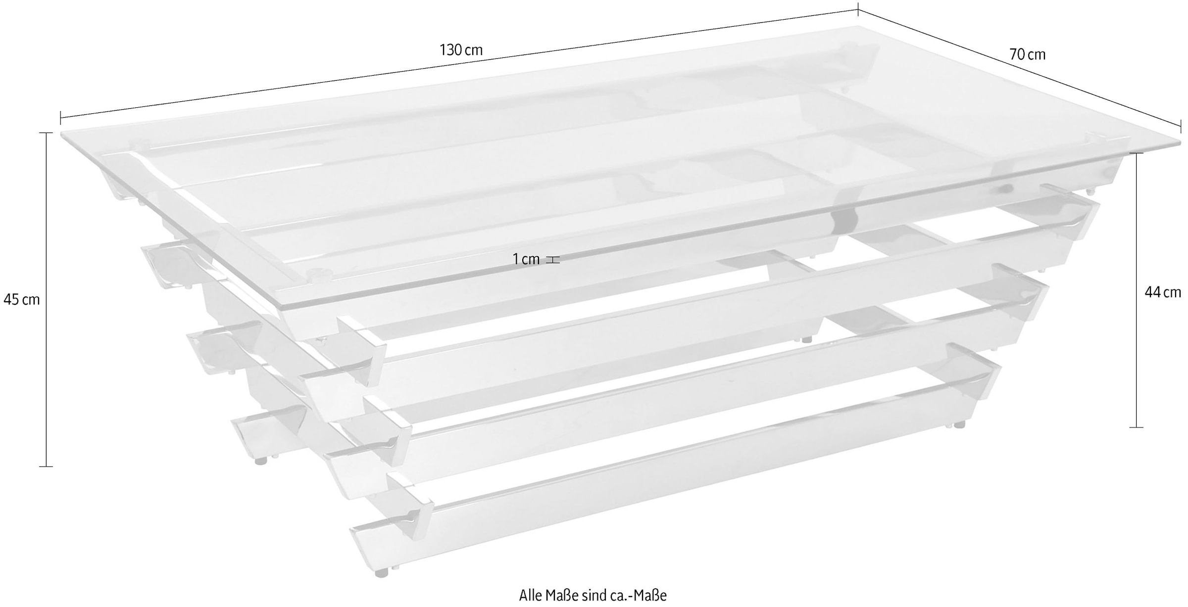 SalesFever Couchtisch, mit Design-Gestell aus Stainless Steel