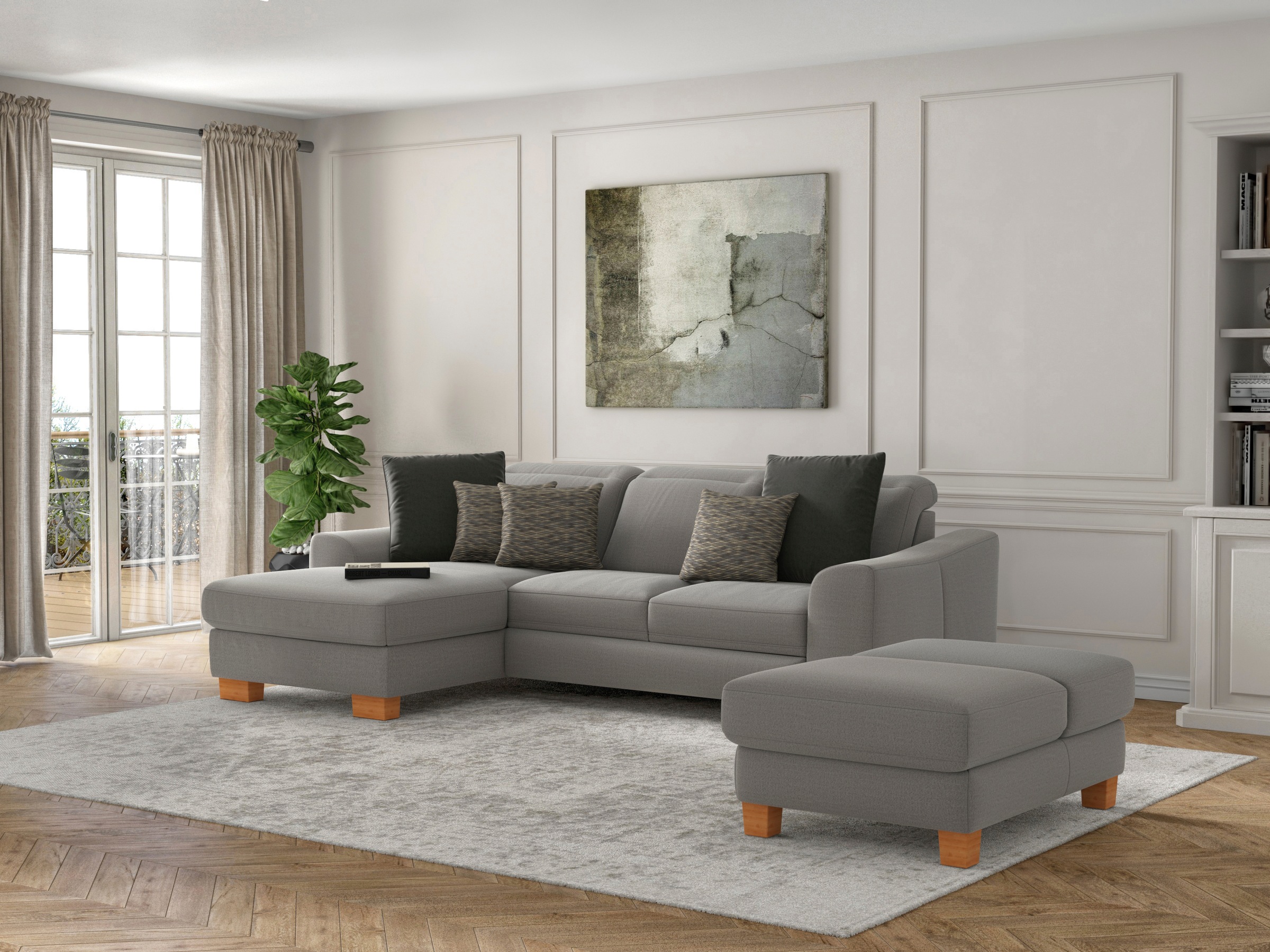 sit&more Polsterhocker »Dundee« mit Klappfunktion, Federkern und hochwertigen Massivholzfüßen