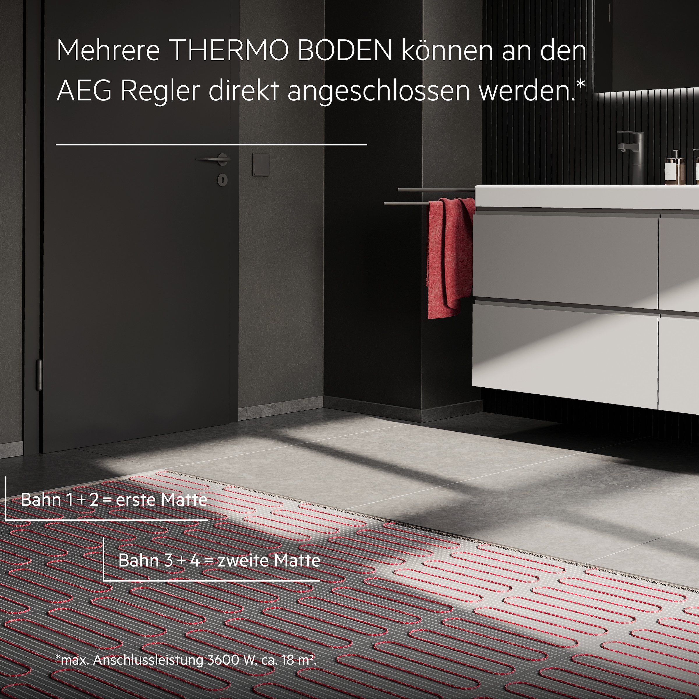 AEG Haustechnik Fußbodenheizung »Turbo Thermo Boden »TBS TC 200/4 Set Plus«« Elektrische Fußbodenheizung, Komplettset 4 m², 200 W/m²