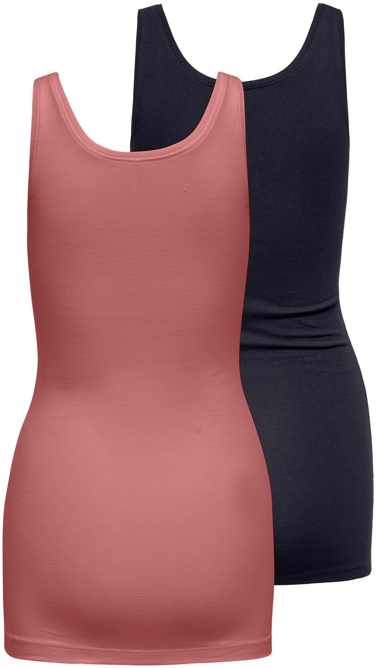 ONLY Tanktop »ONLLIVE – Slim-Fit Tanktops mit Stretch für optimalen Sitz«, (Packung, 2 tlg., 2er-Pack), slim fit, casual, Jersey, Baumwollmischung, Rundhals