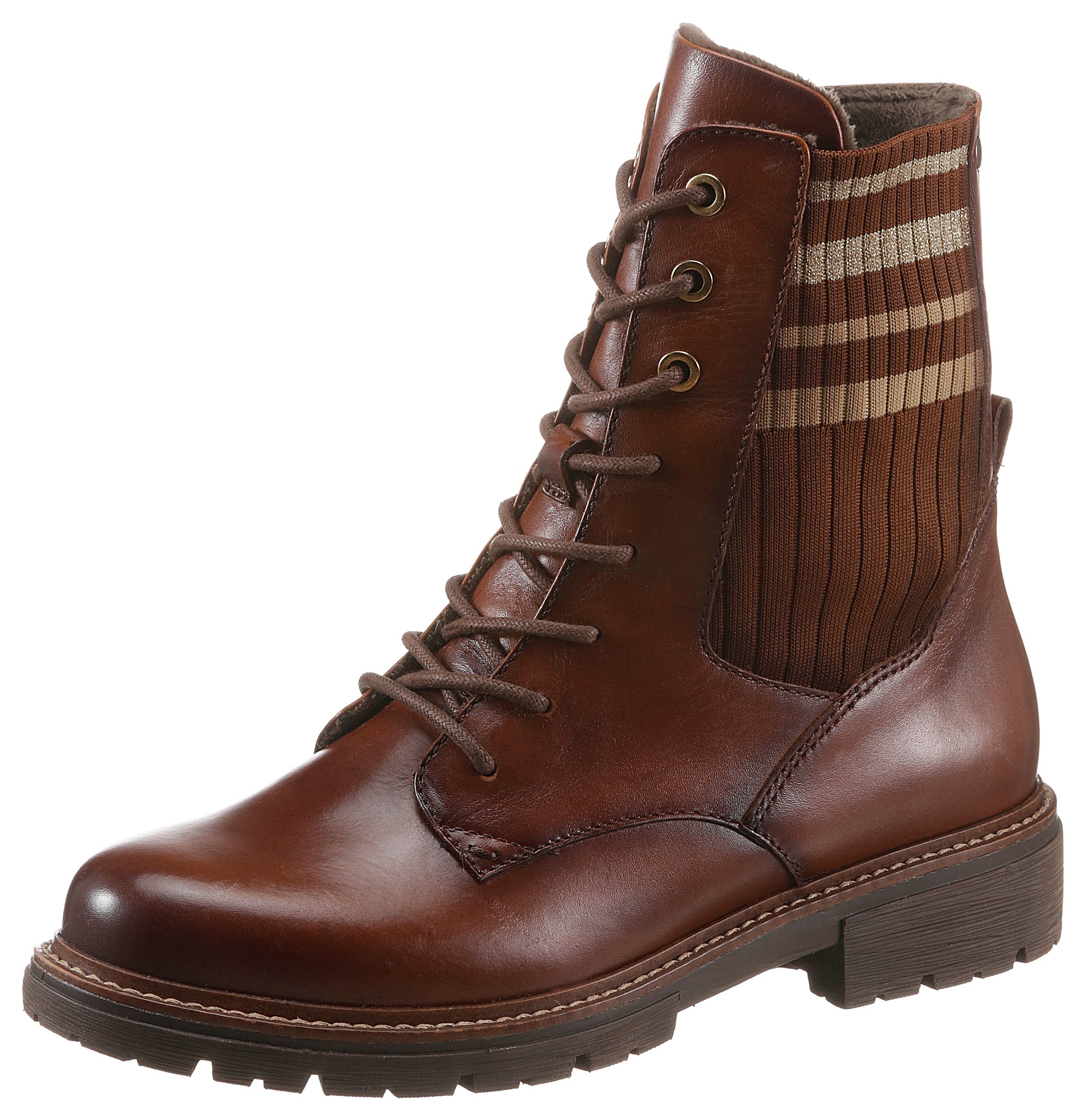 Jana Schnürboots, mit dehnbarem Strickschaft