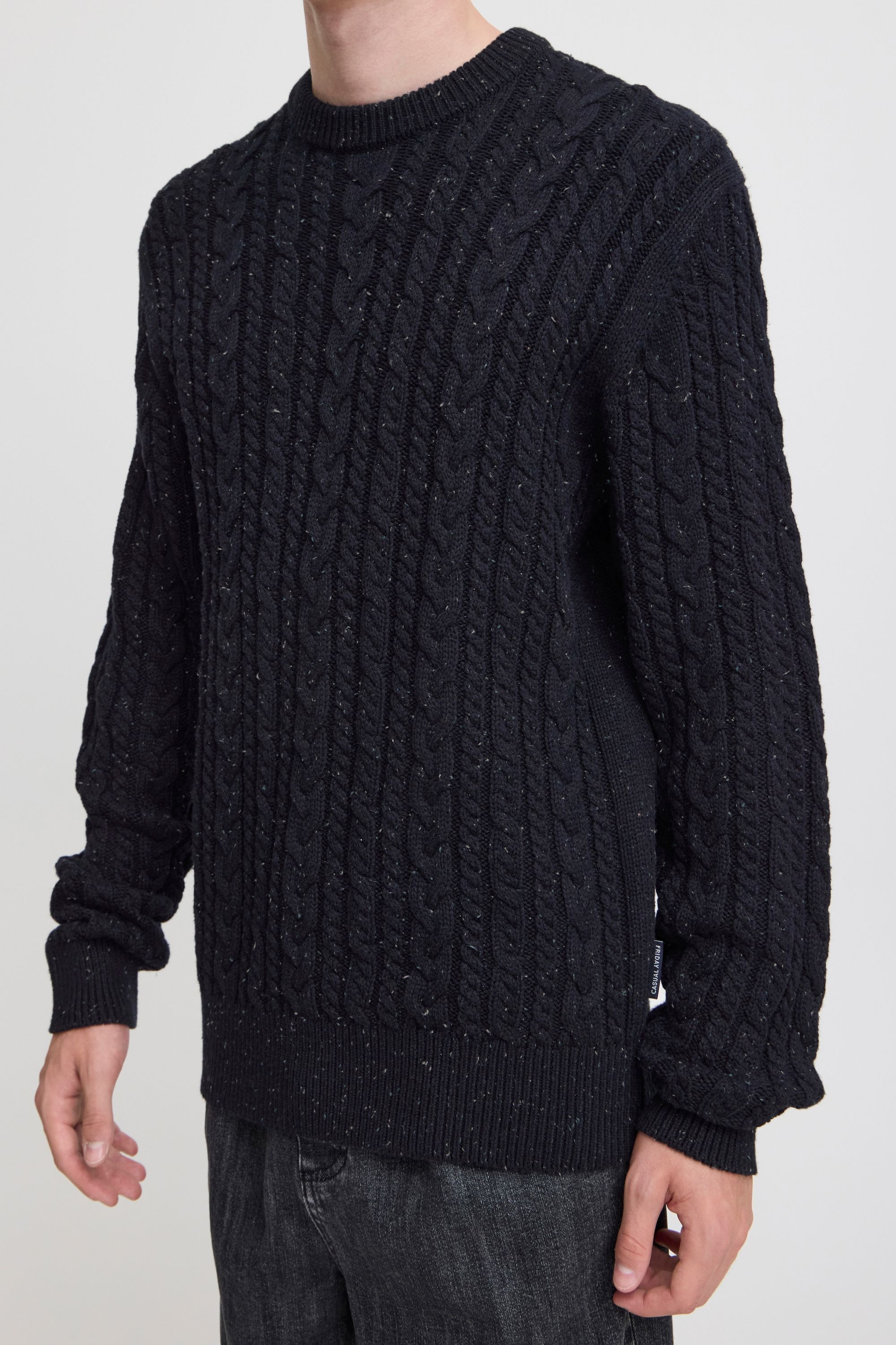 Casual Friday Strickfleece-Pullover »Strickpullover CFKARL cable crew neck knit with neps«
