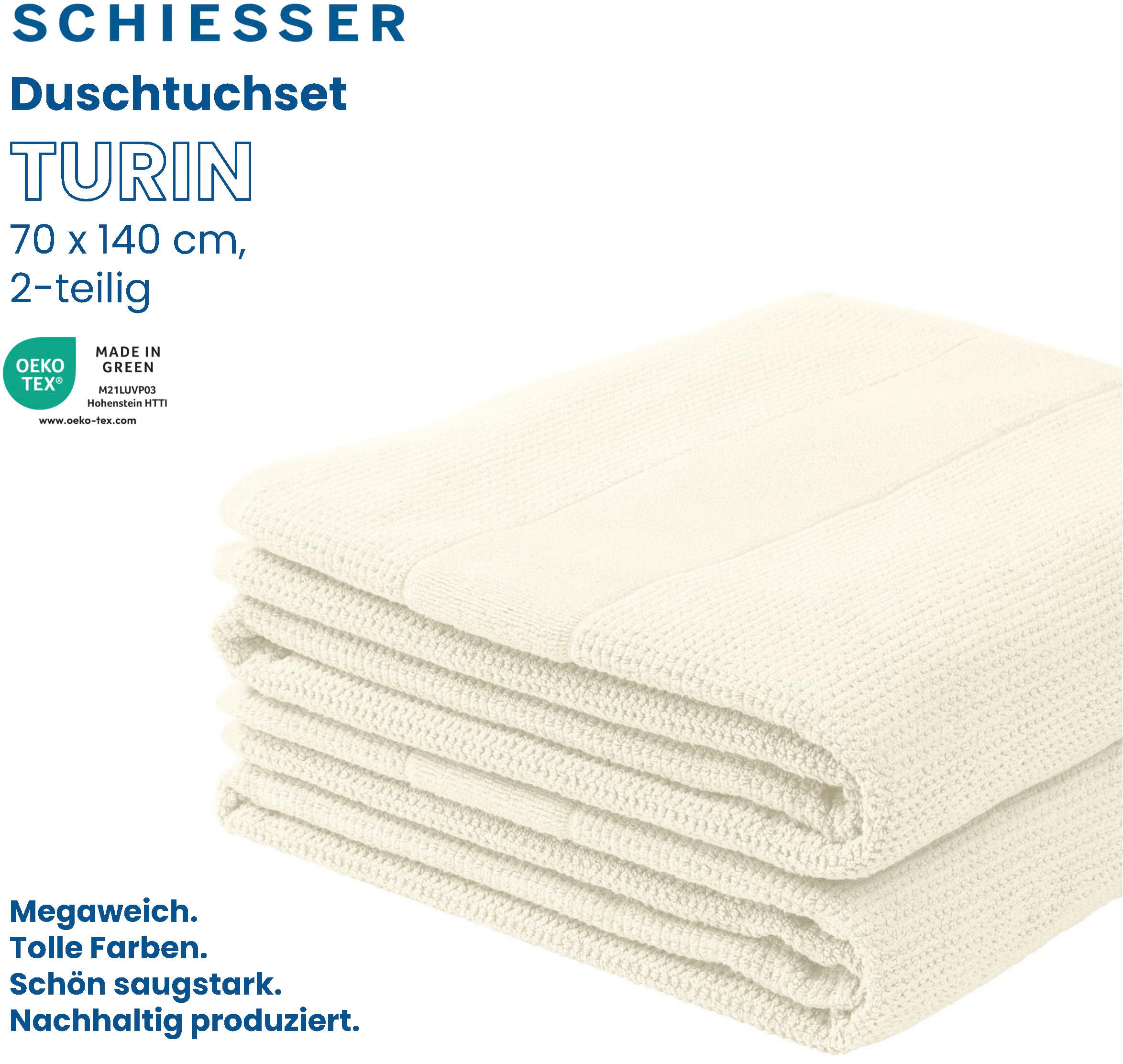 100% MADE OEKO-TEX®-zertifiziert Handtücher bei OTTO GREEN Set Reiskorn-Optik, Baumwolle«, by aus IN Schiesser »Turin St.), 4er (2 im online