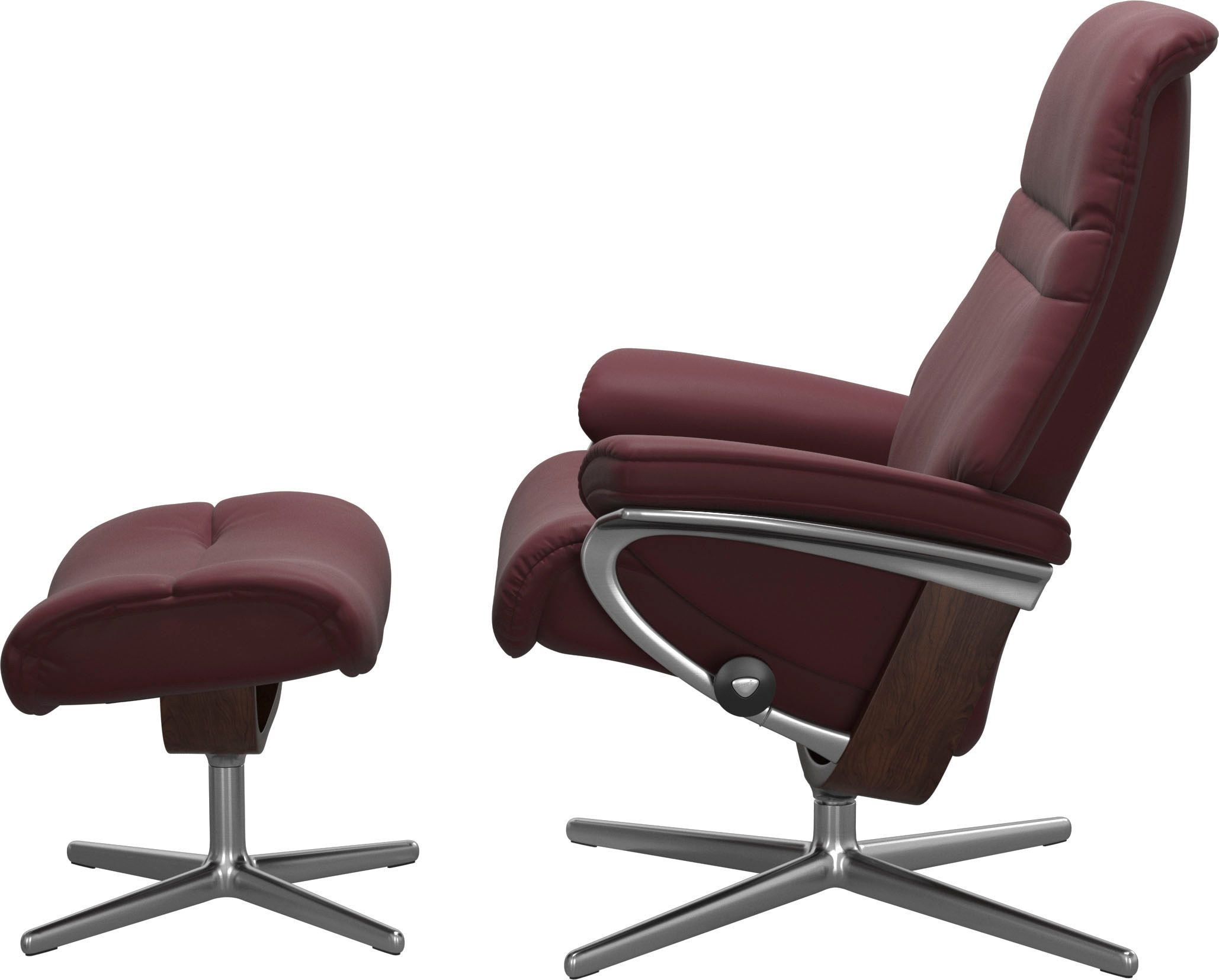 Stressless® Relaxsessel »Sunrise«, (Set, Relaxsessel mit Hocker), mit Hocker, mit Cross Base, Größe S, M & L, Holzakzent Braun