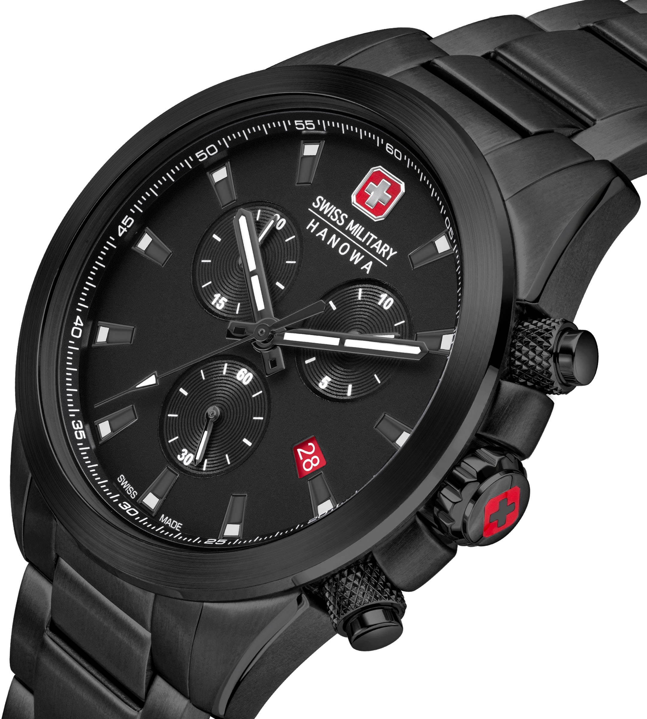 Swiss Military Hanowa Chronograph »CHIROPTERA NIGHT VISION, SMWGI0001930«, Quarzuhr, Herrenuhr, Datum, Stoppfunktion, Saphirglas, Swiss Made