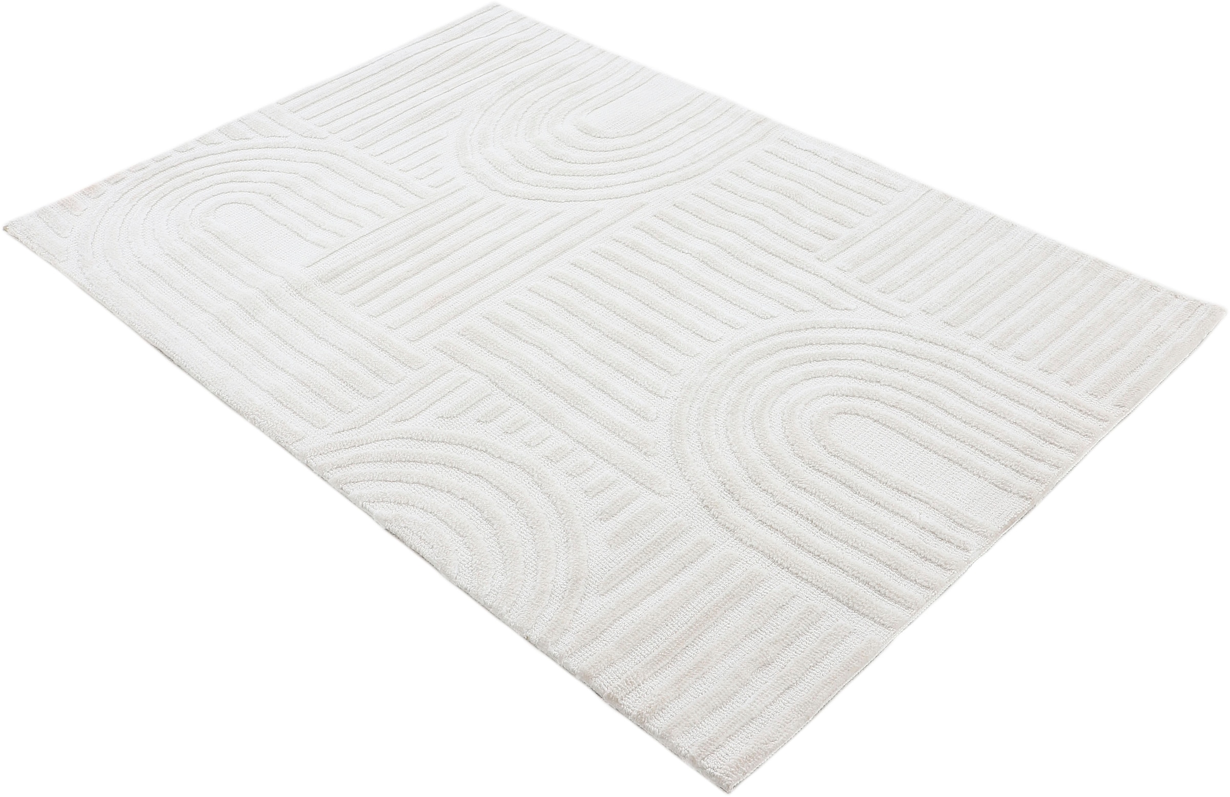 carpetfine Teppich »Holly 4 - Soft Touch Microfaser Teppich«, rechteckig, 12 mm Höhe, Boho Scandi, weiche dichte getuftete Hoch-Tief-Struktur, Wohnzimmer