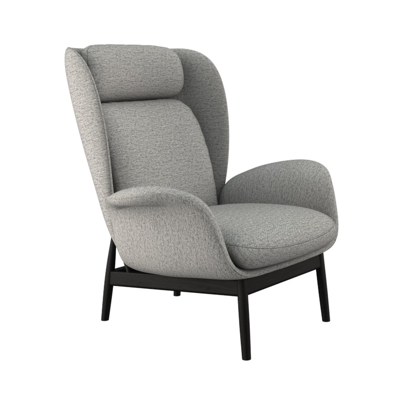 FLEXLUX Ohrensessel »Padova Scandic Design Sessel, erstklassiger Sitz- und Wohlfühlkomfort«, Stil & Komfort, organische Form, Ledenstütze integriert, Fuß schwarz