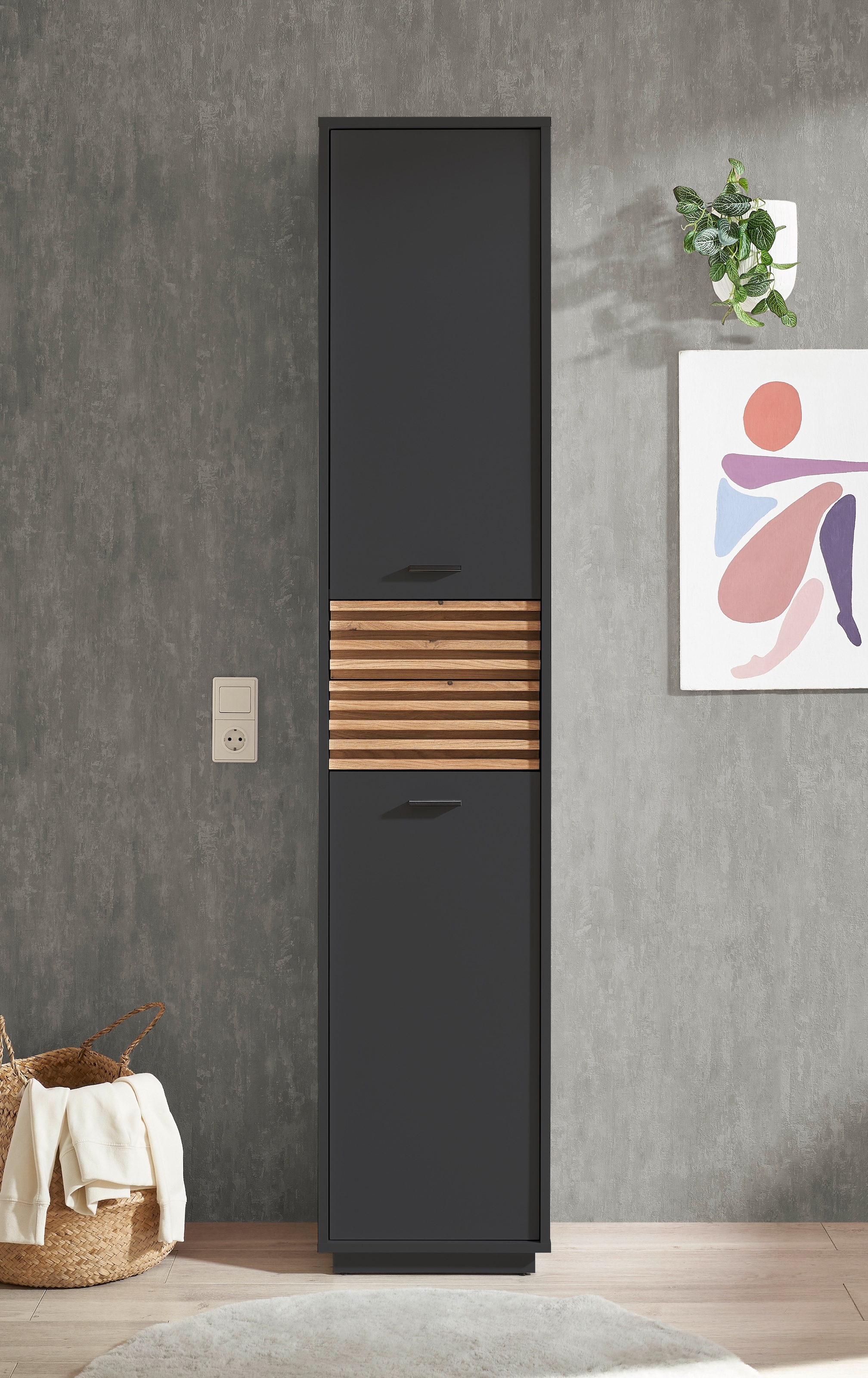 BASIC by Balculina Hochschrank »Liguria B/H/T 38x191x35 cm« 1 Stk. tlg. Breite 38cm, Unterflurauszug, FSC-Mix 70%