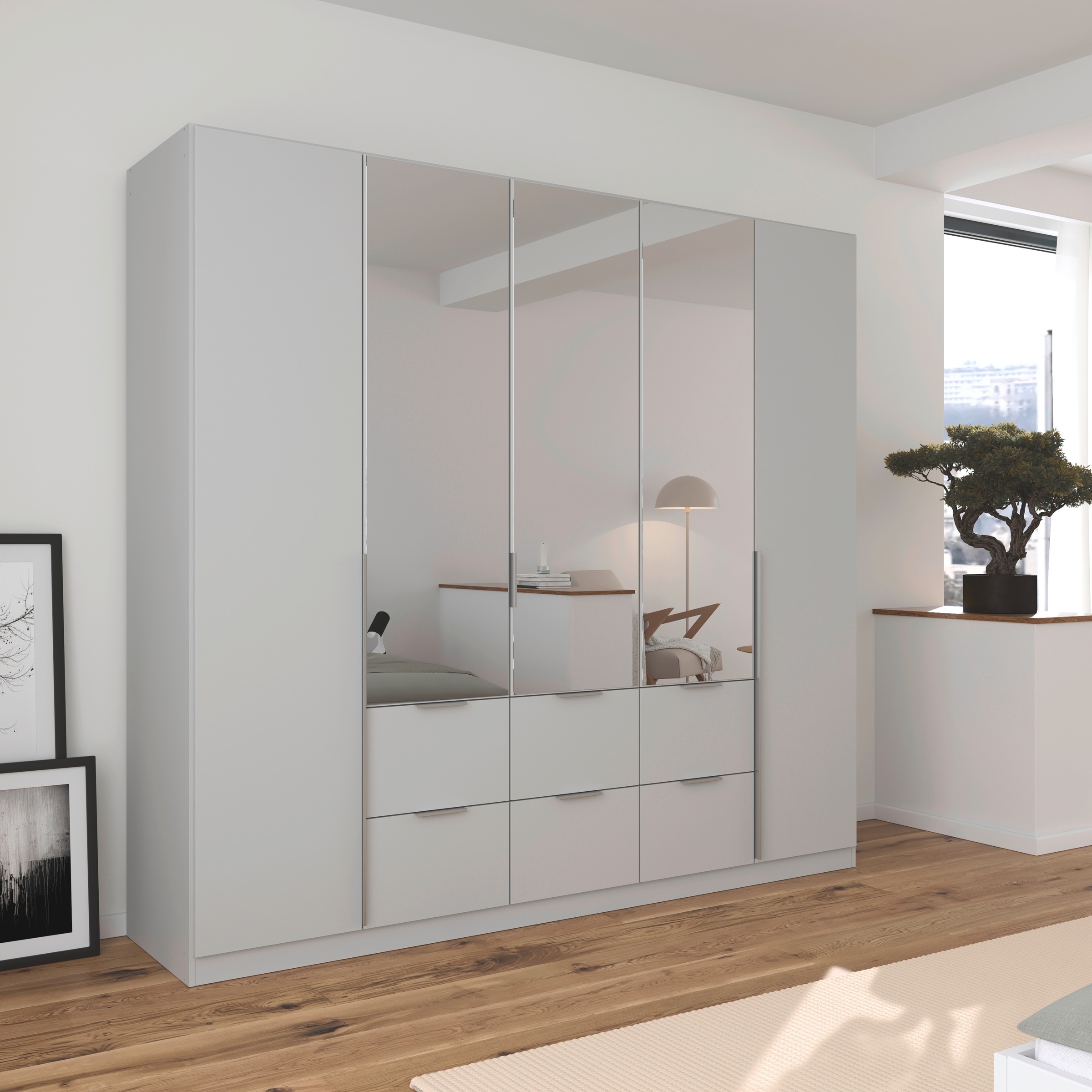 rauch Drehtürenschrank »Kleiderschrank Schrank Garderobe AGORDO mit Dekor- oder Hochglanzfront«, (in zwei Griff-Farben mit Dekor- oder Hochglanzfront), mit Außenschubkästen, in 6 Breiten und 2 Höhen MADE IN GERMANY