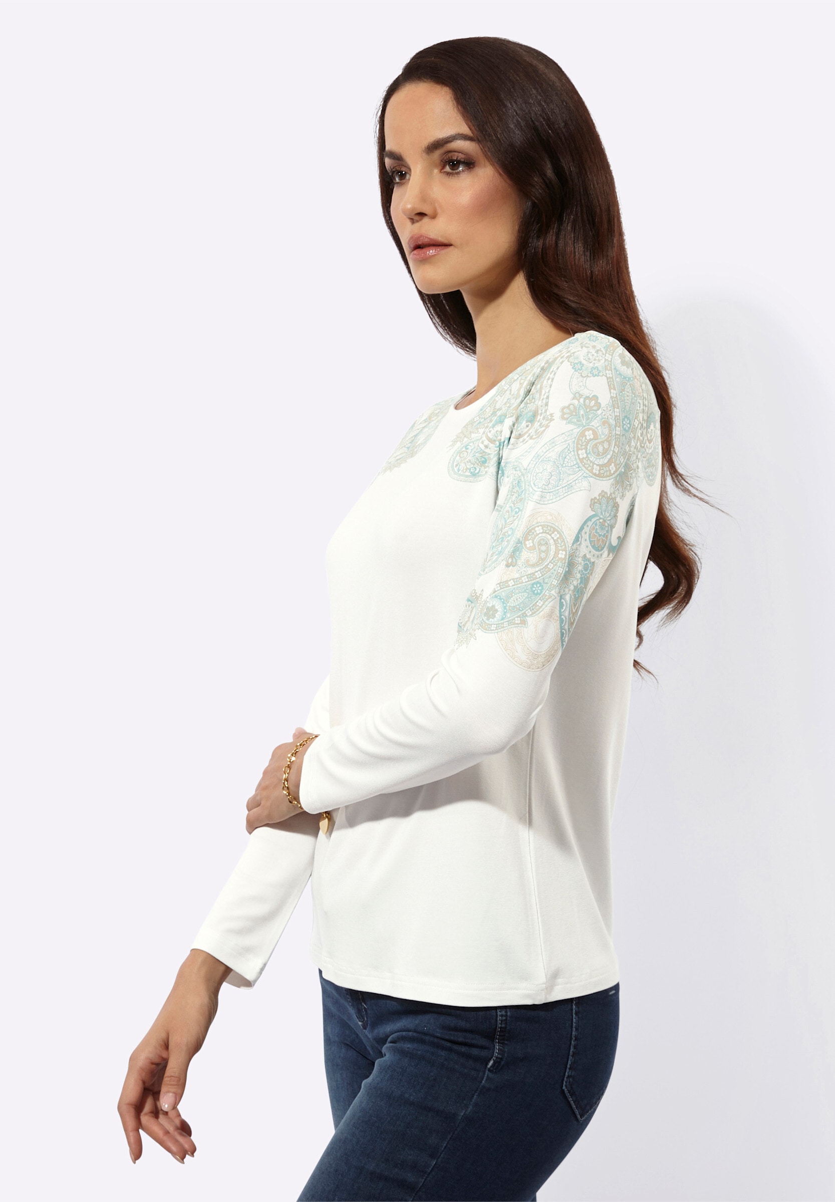 creation L T-Shirt »Druck-Shirt Langarmshirt mit platziertem Paisley-Druck«