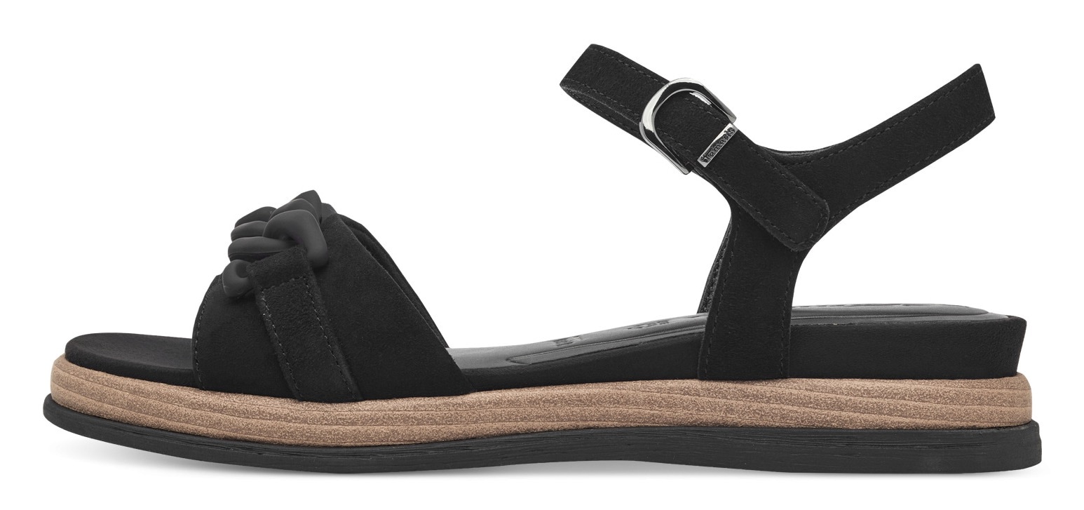 Tamaris Keilsandalette, Sommerschuh, Riemchensandale mit mattierter Zierkette