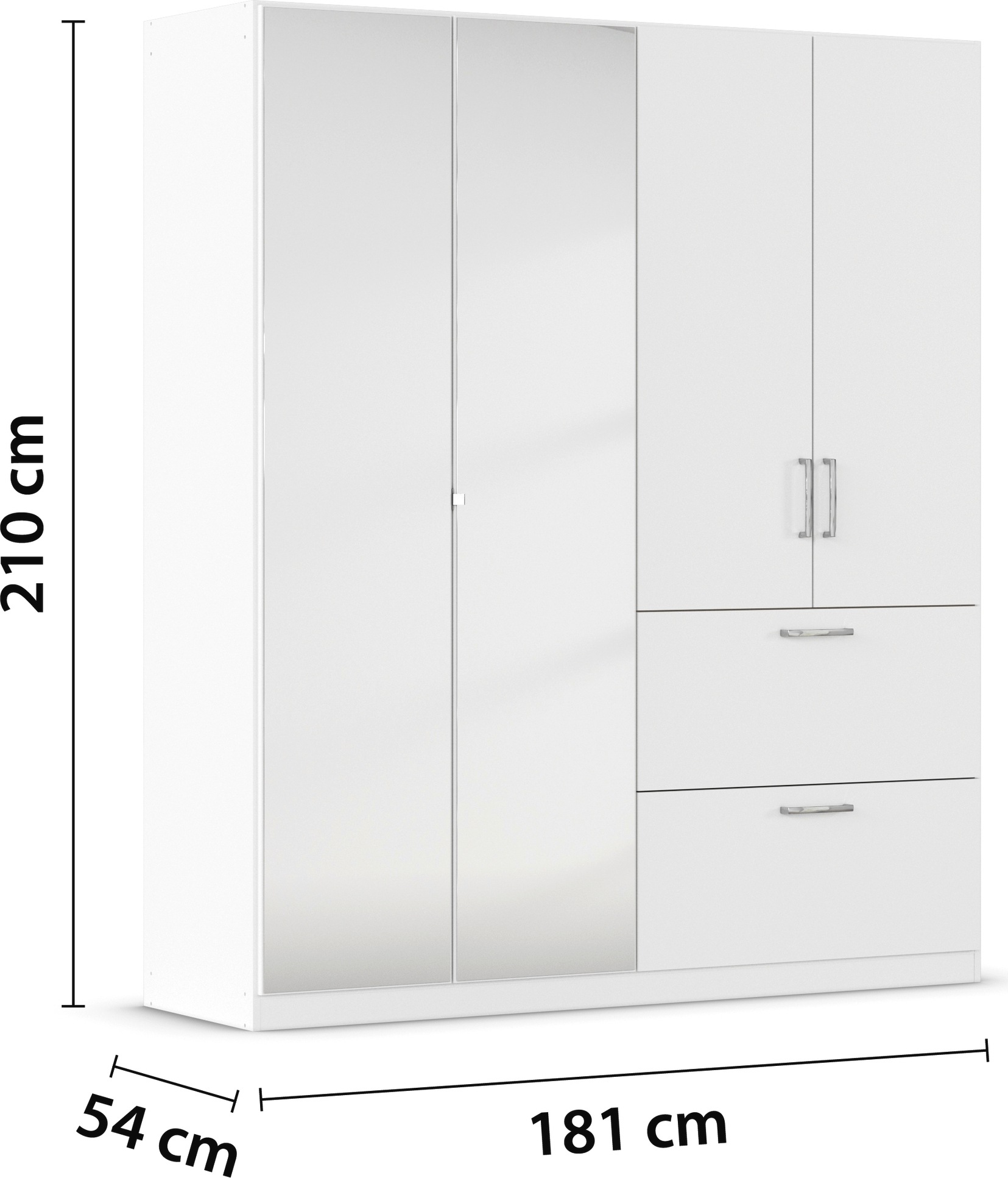 rauch Drehtürenschrank »Kleiderschrank Schrank Garderobe Schlafzimmerschrank PADUA« voll aufgelegte Spiegeltüren, zwei große Schubladen MADE IN GERMANY