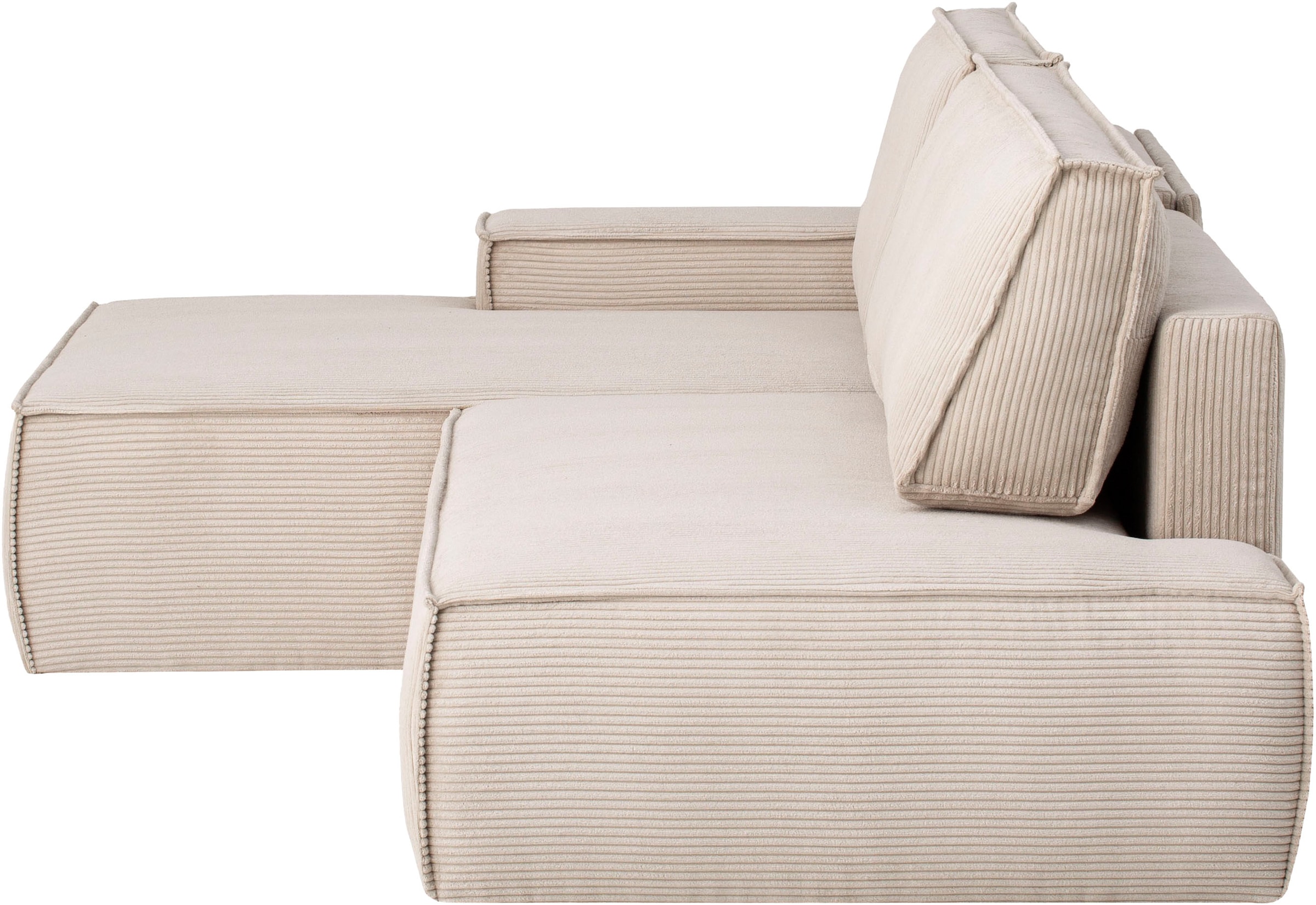 Home affaire Ecksofa »SHERWOOD, Schlafsofa in L-Form offen (275cm), Cord, Leinenoptik«, Schlaffunktion und Bettkasten, Kedernaht, hoher Sitz- & Liegekomfort