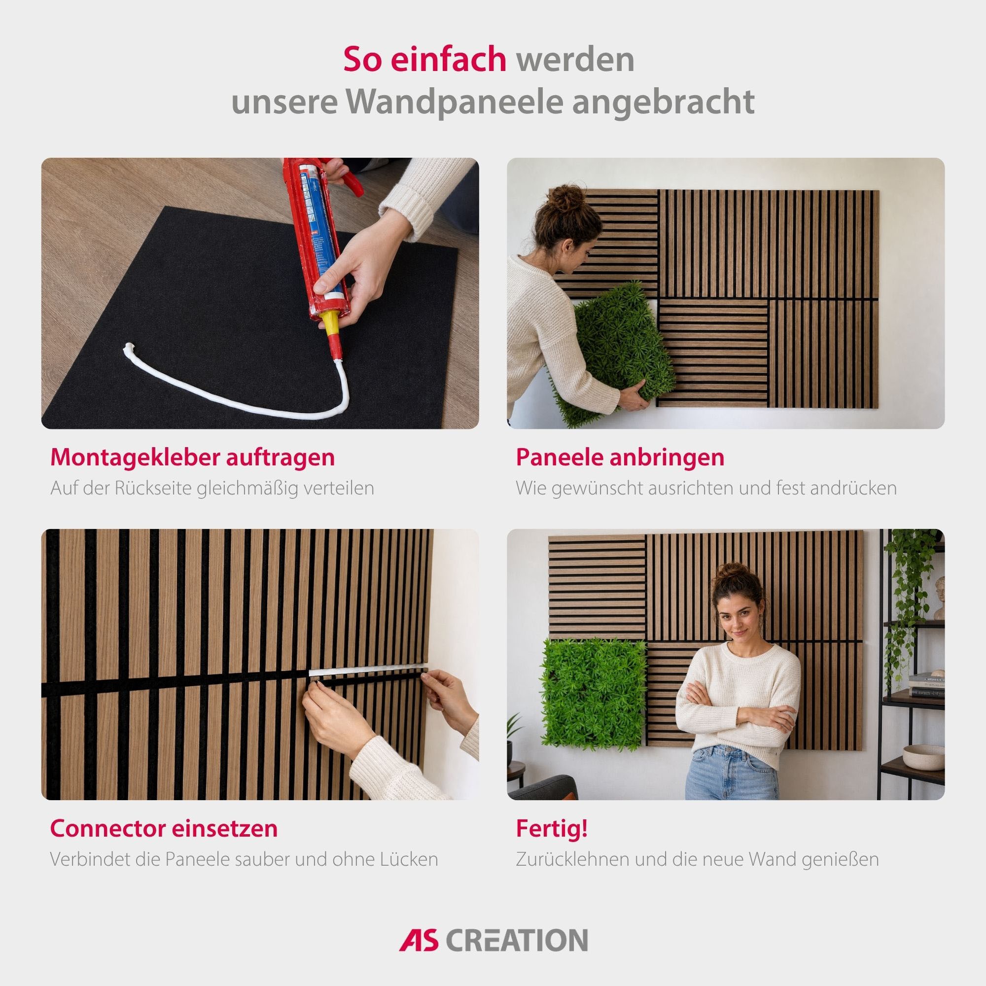 Architects Paper Wandpaneel »A.S. Création Modular Wall Wandpaneel Echtsteinoptik« 1 tlg. Echtsteinfurnier auf rPET-Filz mit natürlicher Oberflächenstruktur