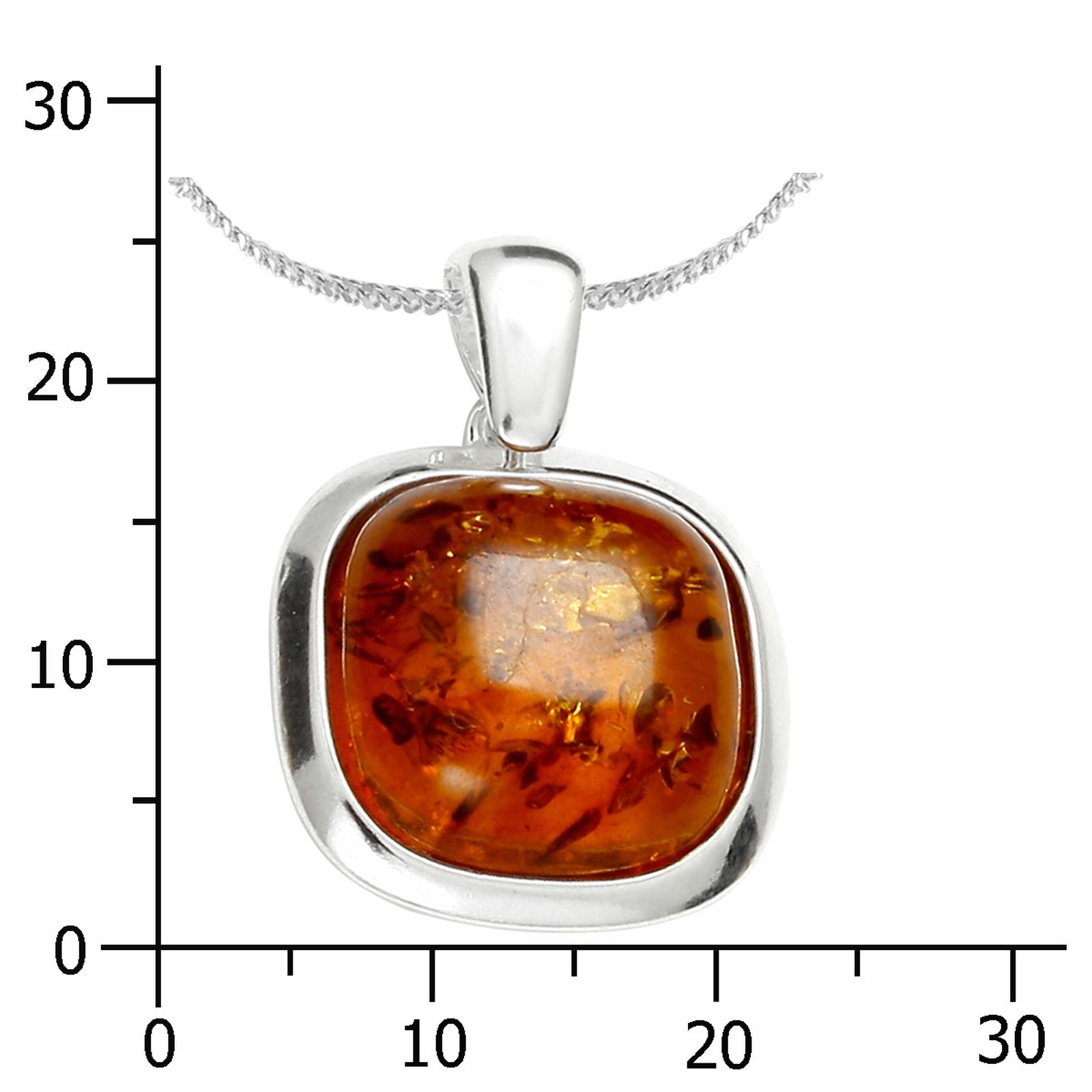 OSTSEE-SCHMUCK Kette mit Anhänger »- Classic 14x14 mm - Silber 925/000 - Bernstein«