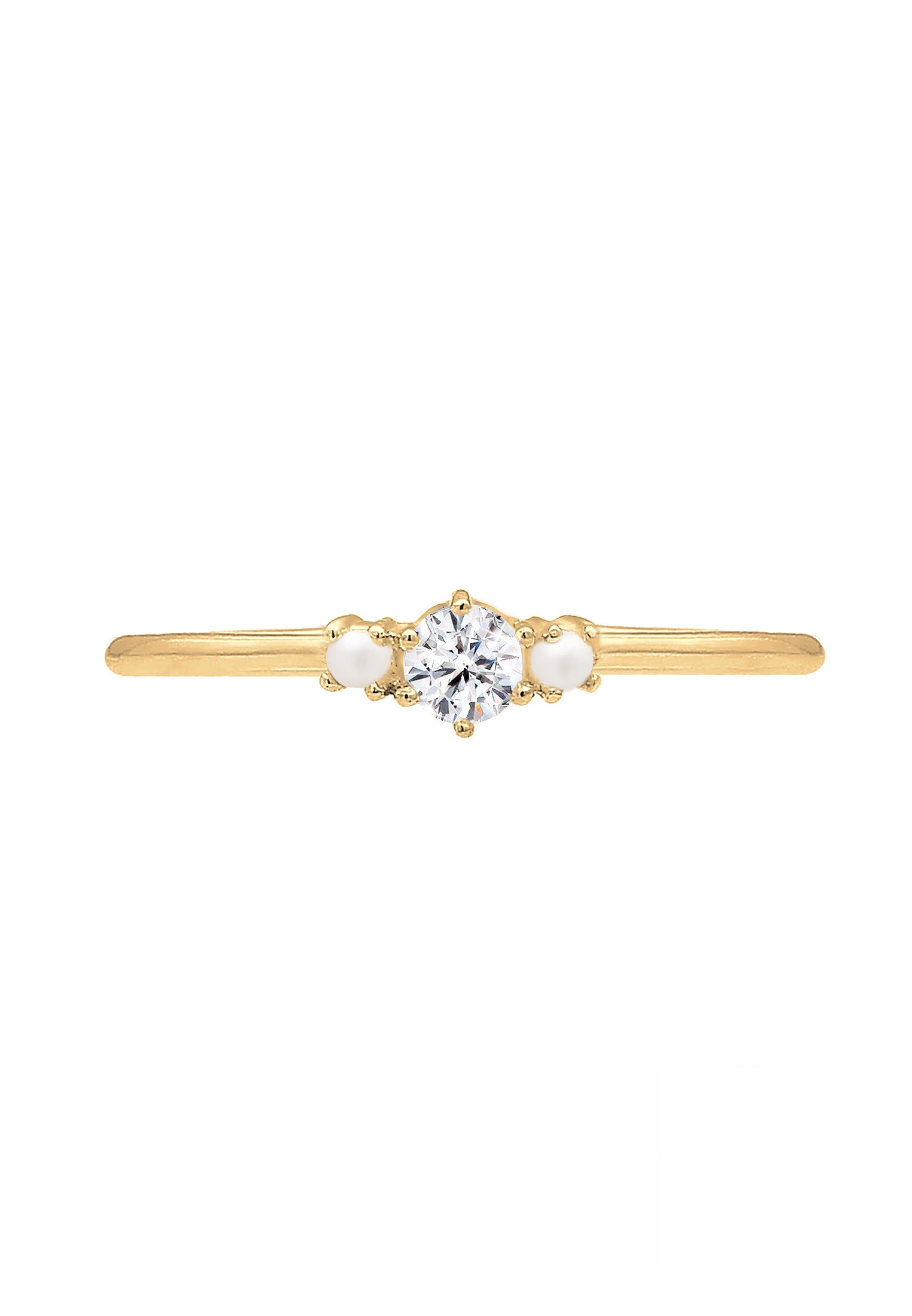 Elli Verlobungsring »Ring Glas Kristalle Synthetische Perle Weiß 925 Sterling Silber«