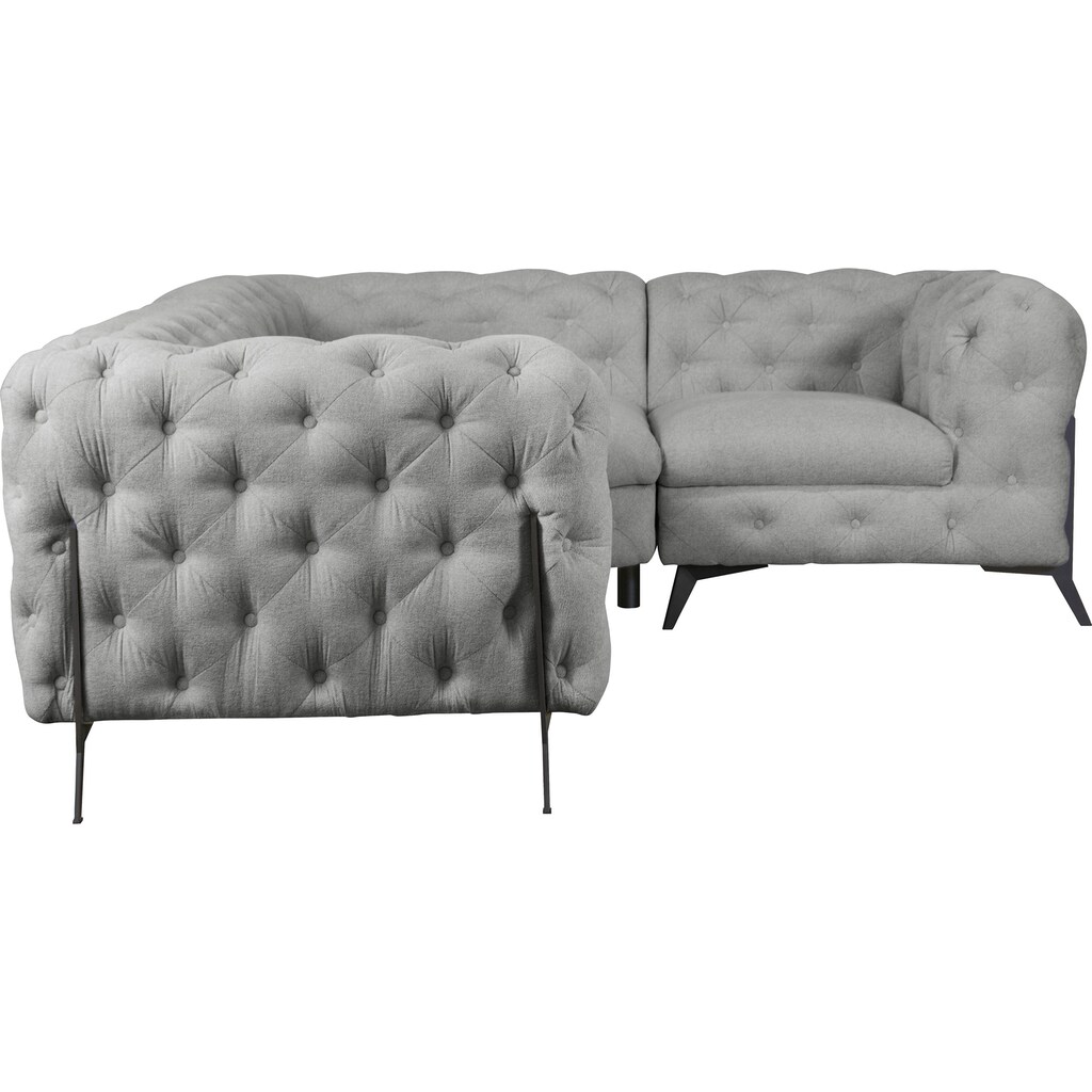 Leonique Chesterfield-Sofa »Amaury L-Form«, moderne Chersterfield-Optik, Breite 262 cm, Fußfarbe wählbar