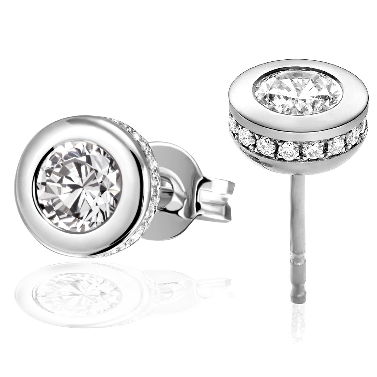 goldmaid Paar Ohrstecker, 925 Sterling Silber 36 Zirkonia weiss