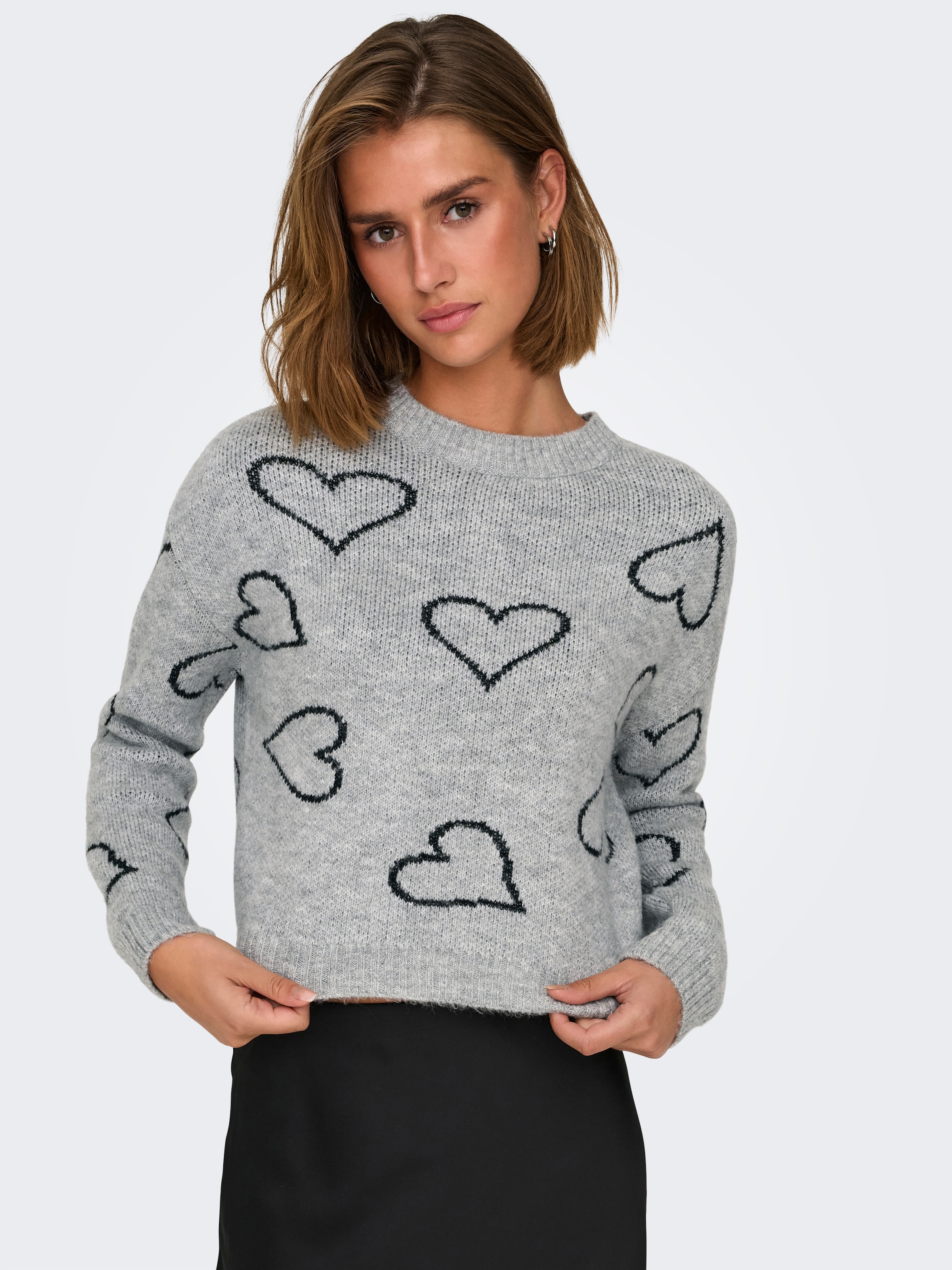 ONLY Rundhalspullover »ONLHAPPIE LS HEART O-NECK KNT«