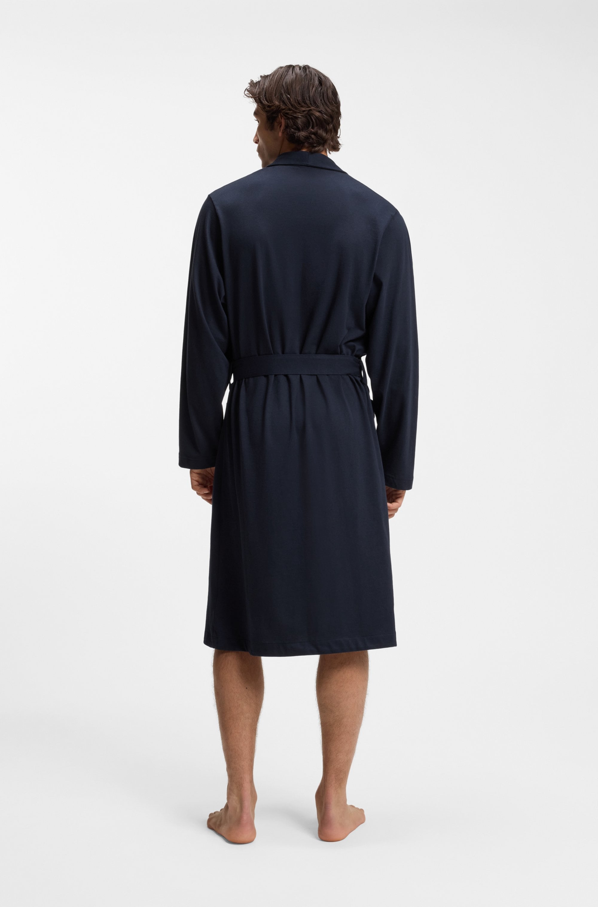 BOSS Morgenmantel aus Baumwoll-Jersey mit Logo-Stickerei