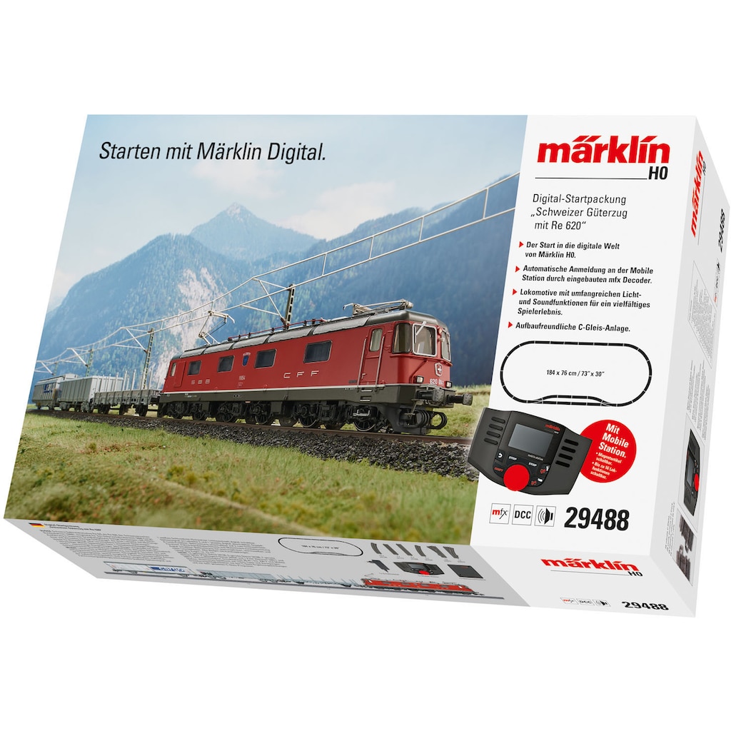 Märklin Modelleisenbahn-Set »Digital-Startpackung "Schweizer Güterzug mit Re 620" - 29488«