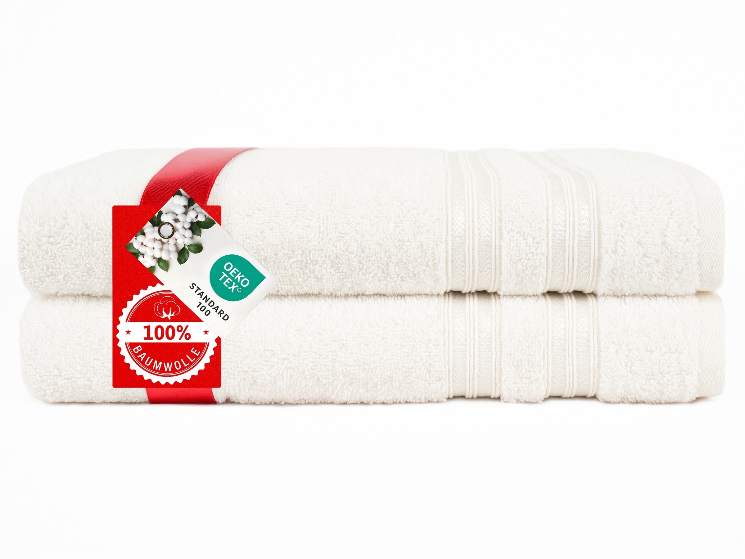 HAMMETEX Duschtuch »2er Set Badetücher 70x140 cm, 100% Baumwolle, Weich & Saugstark«, (Set, 2 St., 2), mit Bordüre, einfarbig, weich