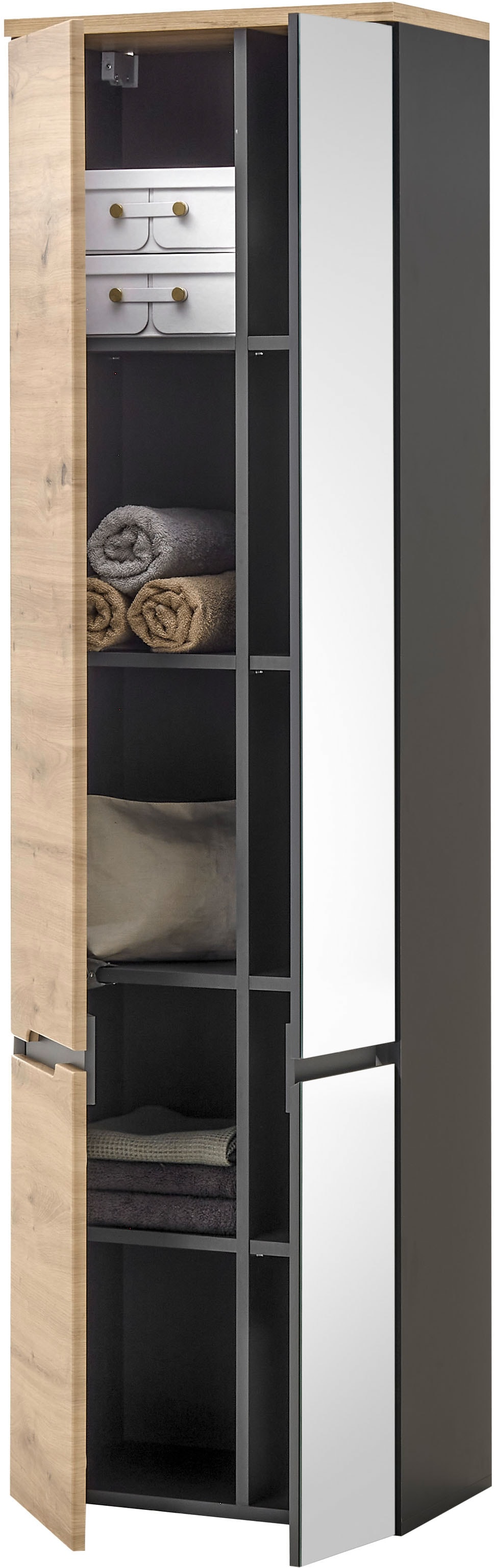 BASIC by Balculina Hochschrank »Memphis, Badezimmerschrank BxHxT 50x176x31«, (1 St.), Breite 50 cm, Tür L/R montierbar, Softclose