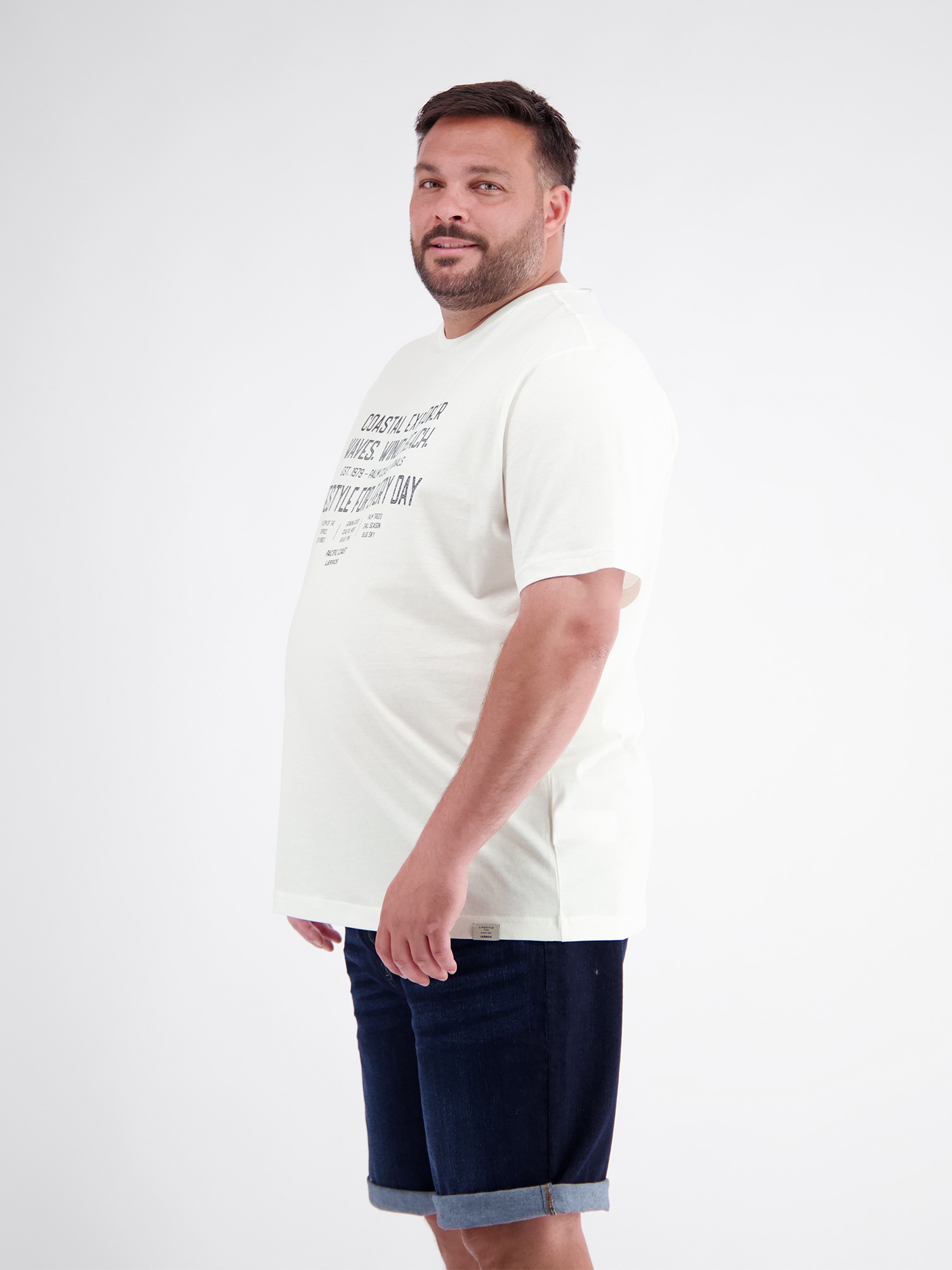 LERROS Rundhalsshirt »T-Shirt aus reiner Baumwolle mit Slogan-Print, große Größen«