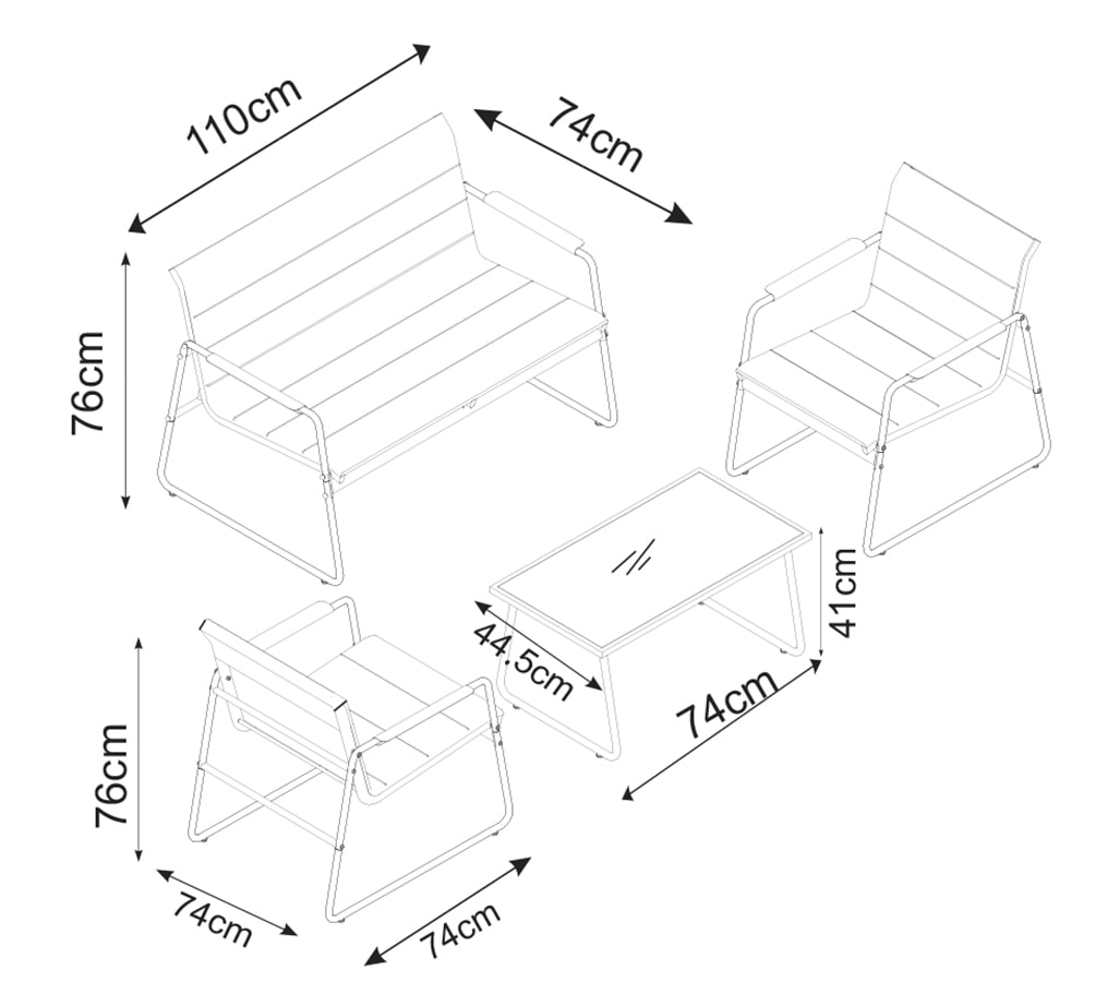 VCM Garten-Essgruppe »4 tlg. Set Lounge Balkon Gartenmöbel Lexila« 4 tlg.