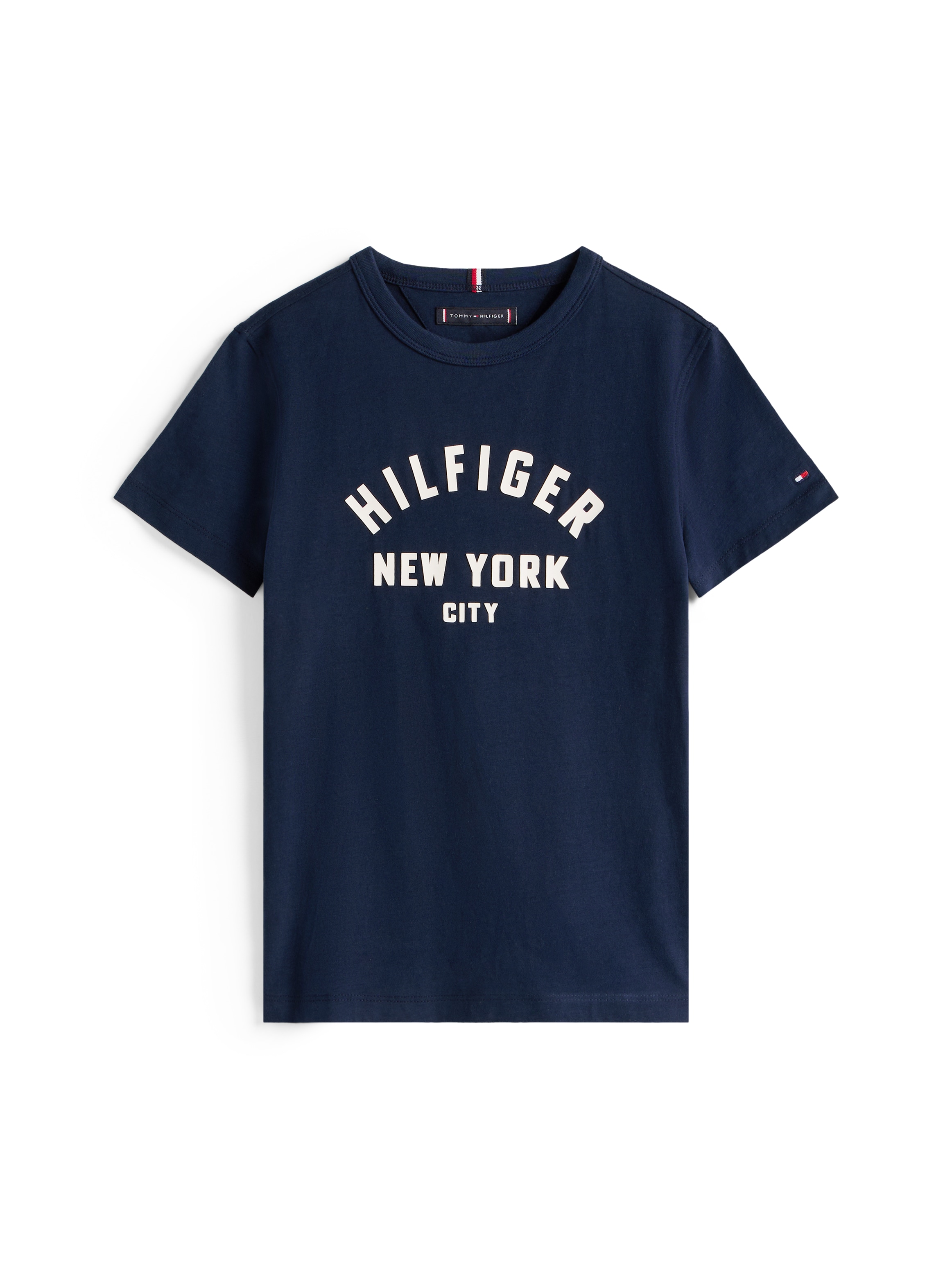 Tommy Hilfiger T-Shirt »CURVED HILFIGER GRAPHIC TEE SS«, für Kinder bis 16 Jahre, großer Logo-Print