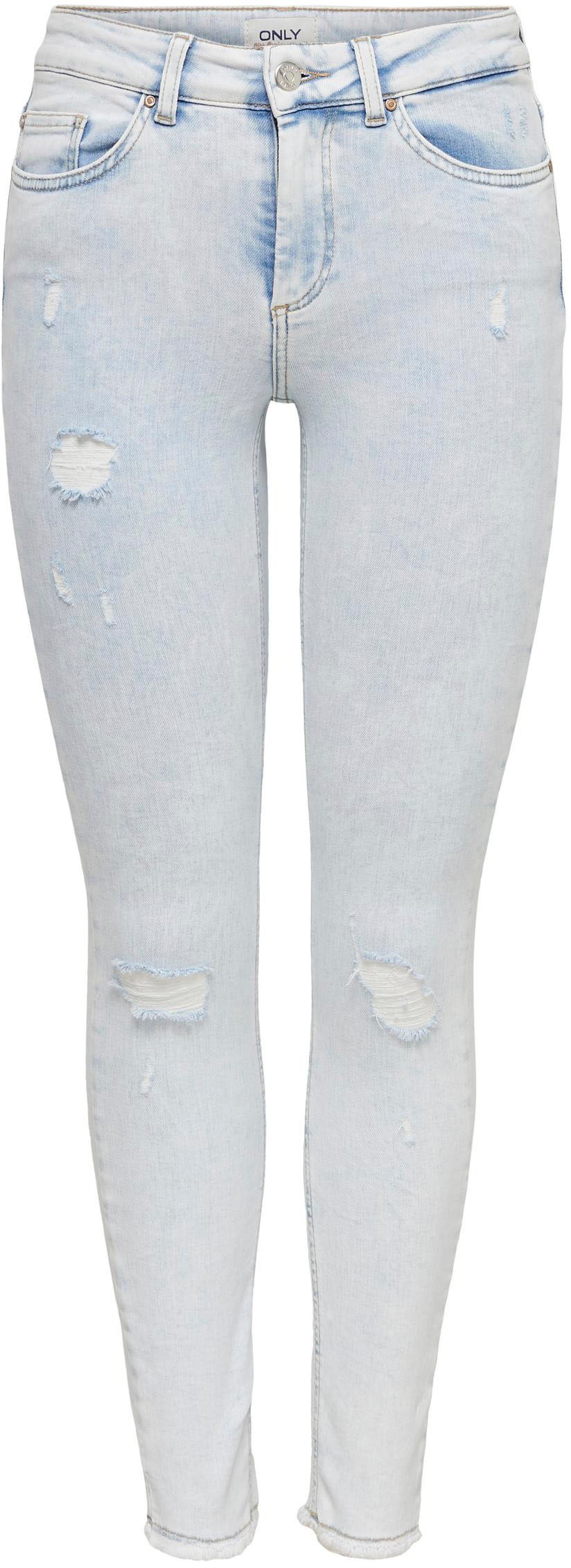 Only Ankle-Jeans »ONLBLUSH LIFE MID SK RAW ANK DEST«, mit Destroyed Effekt