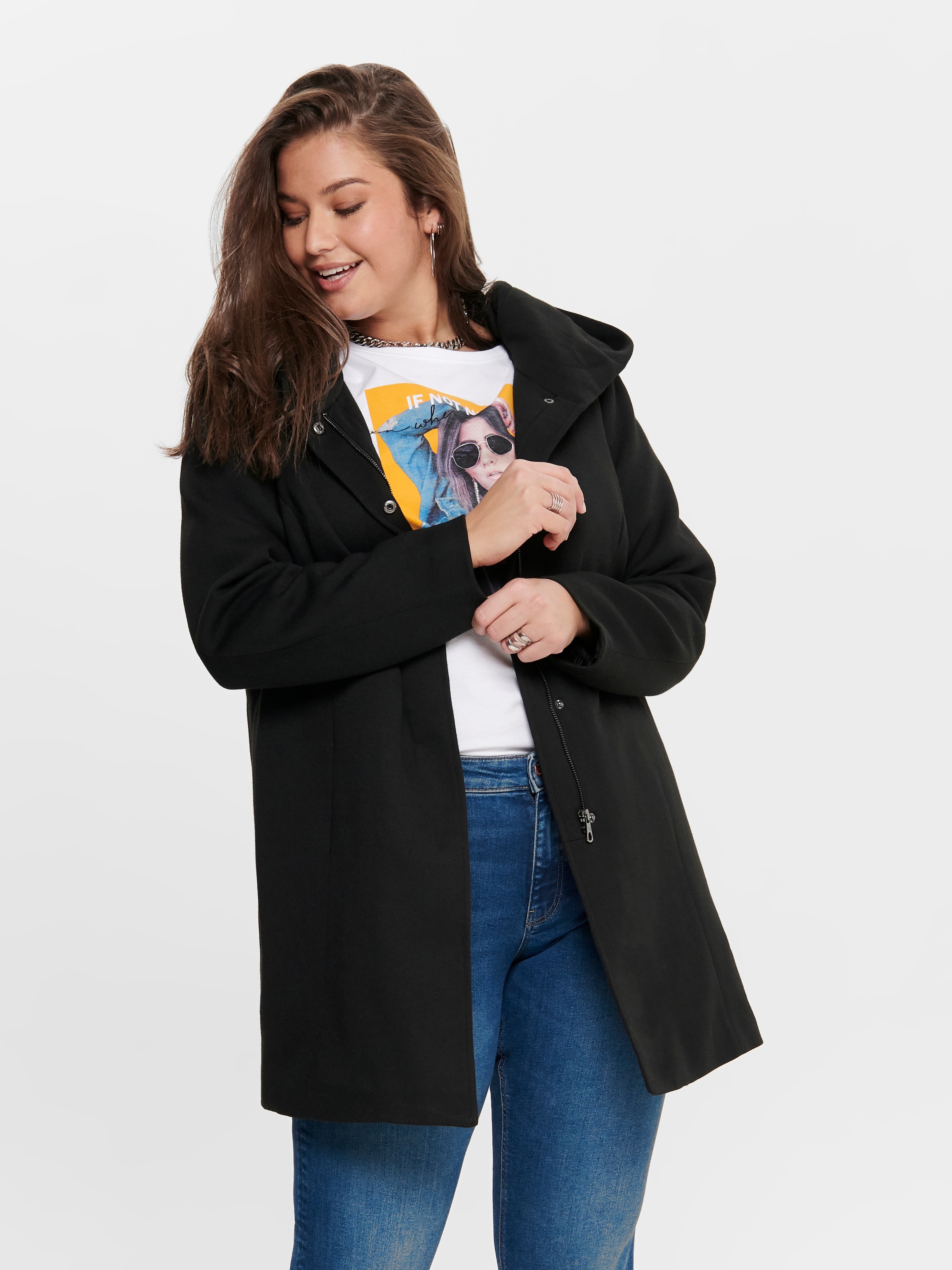 ONLY CARMAKOMA Langjacke »CARSEDONA LIGHT COAT OTW«, mit Kapuze, mit Kapuze