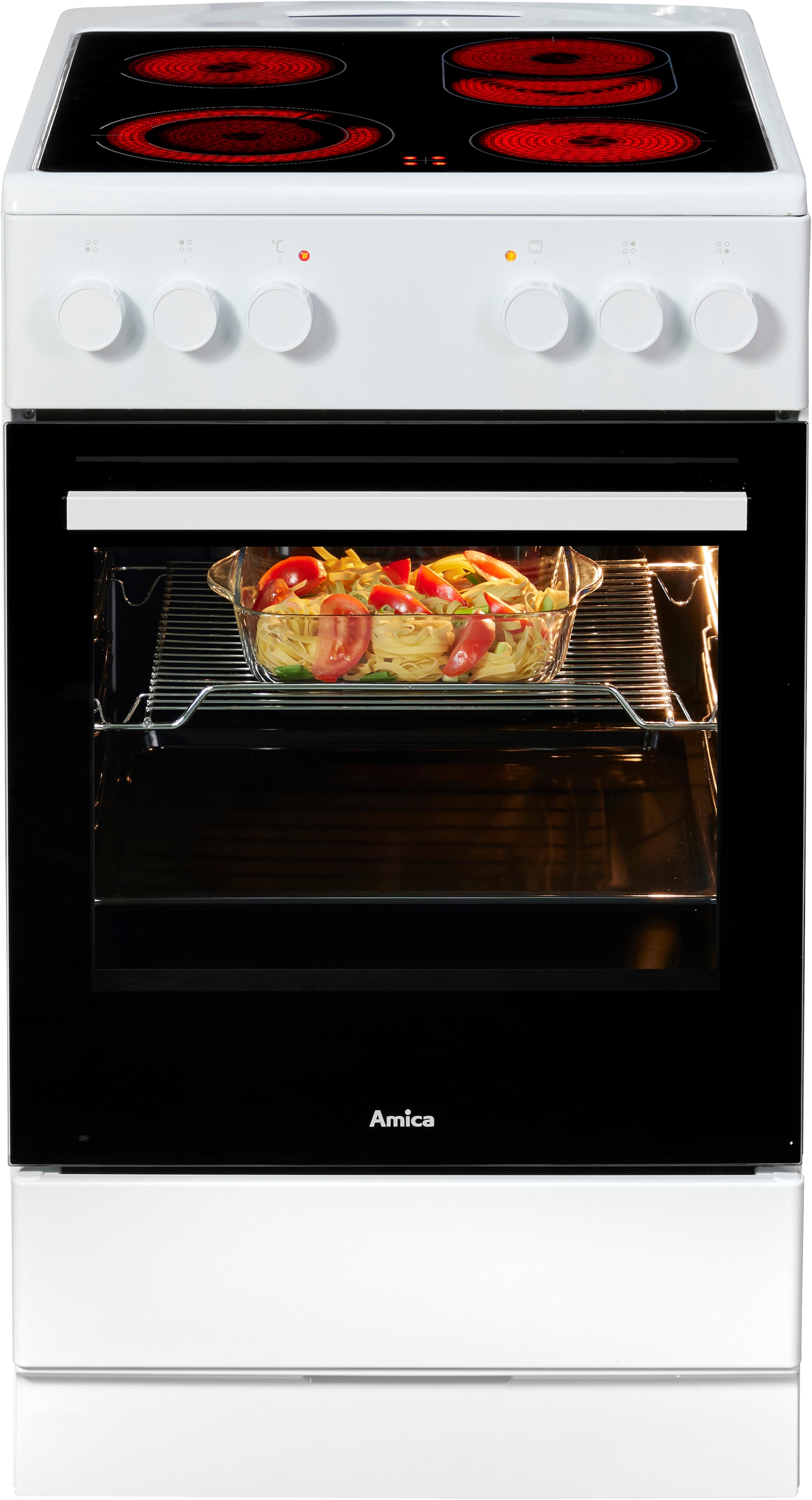 Amica Elektro-Standherd »SHC 903 021 W«, mit Teleskopauszug nachrüstbar, Steam Clean