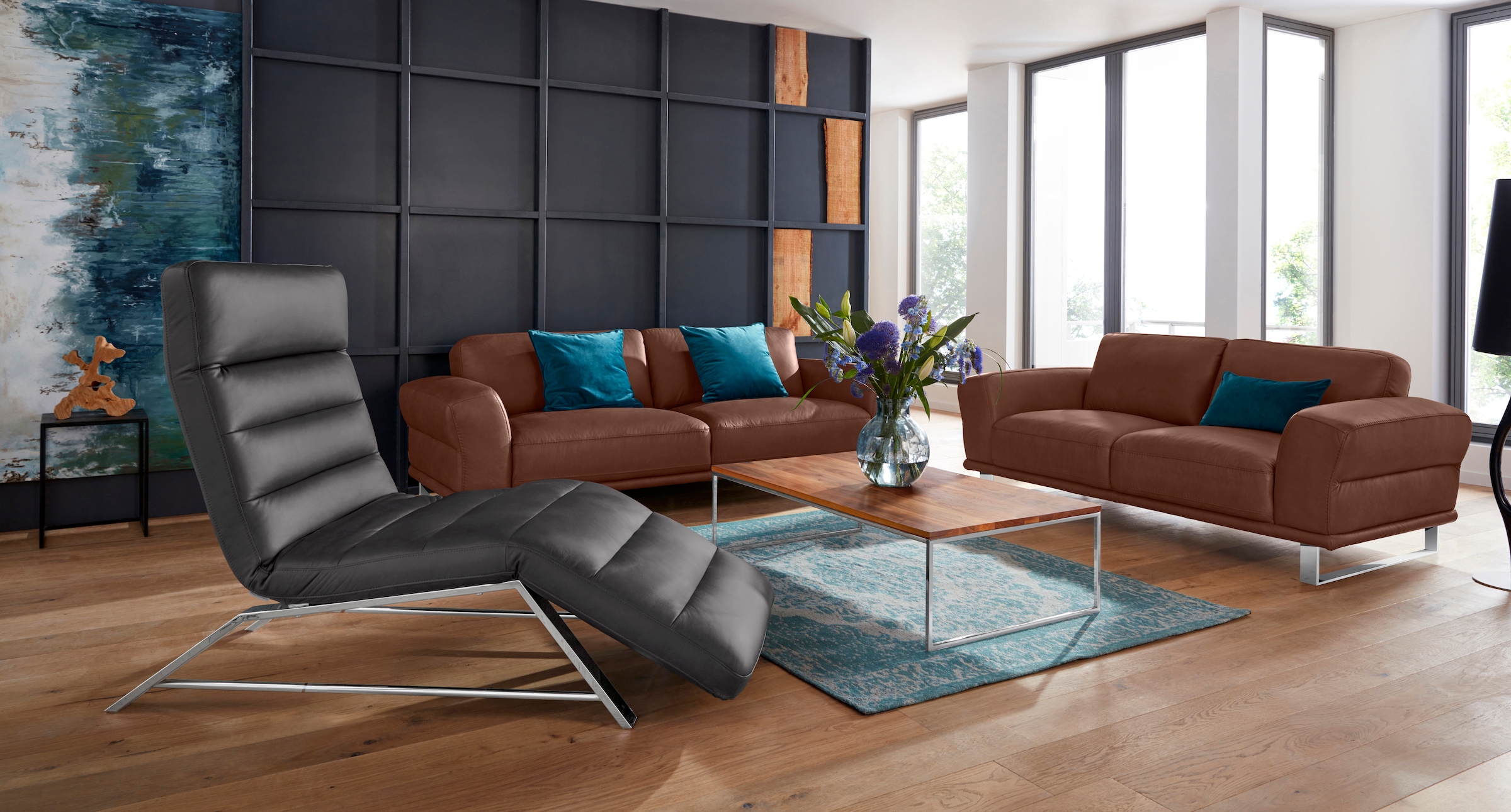 W.SCHILLIG 2,5-Sitzer »montanaa«, mit Metallkufen in Chrom glänzend, Breite 232 cm