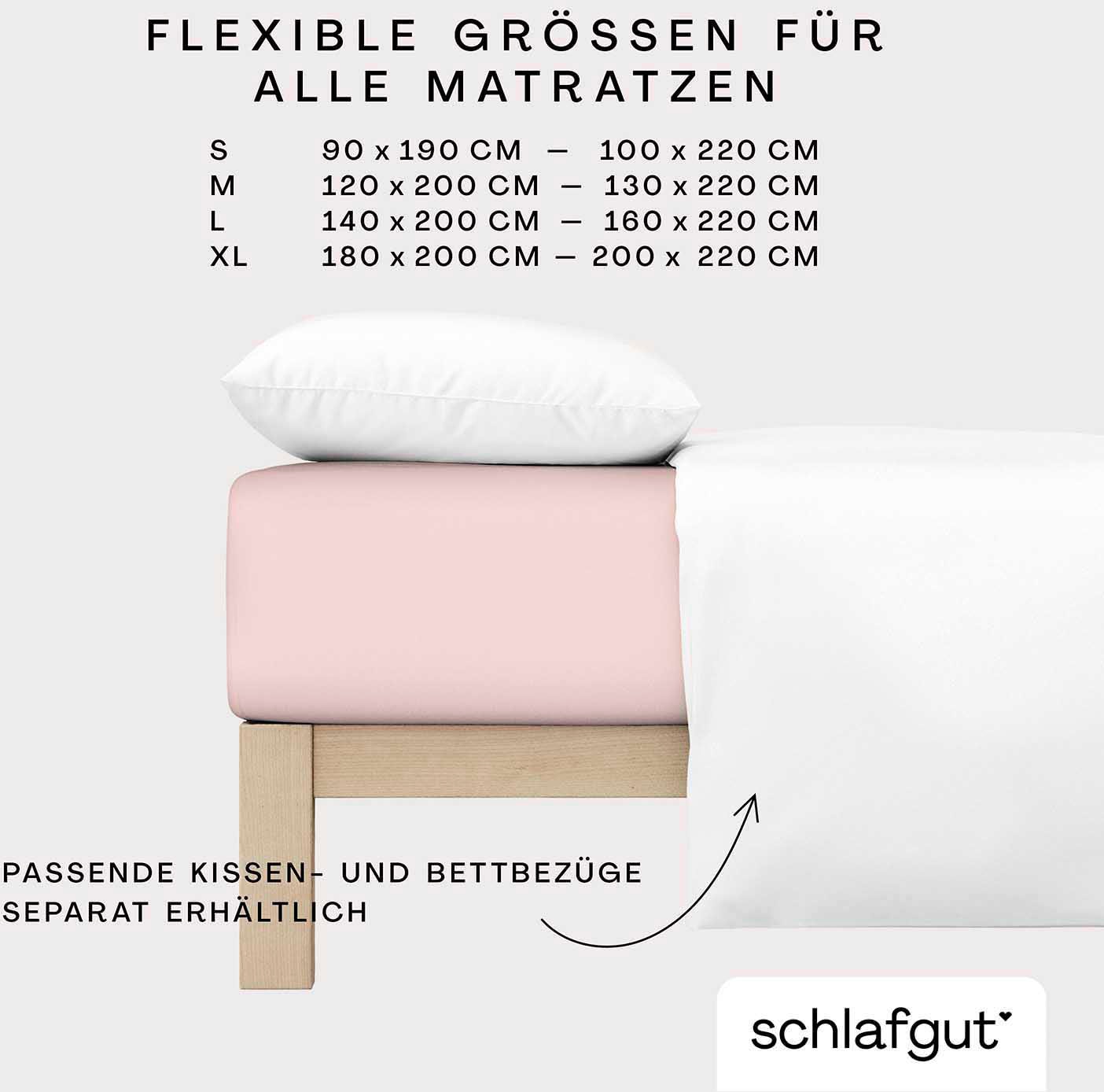 Schlafgut Spannbettlaken »PURE Bio-Baumwolle mit Elasthan, dehnbar blickdicht, straff, Bettlaken«, PREMIUM Laken für Matratzen bis 30cm Höhe, in 90x200, 140x200, 180x200