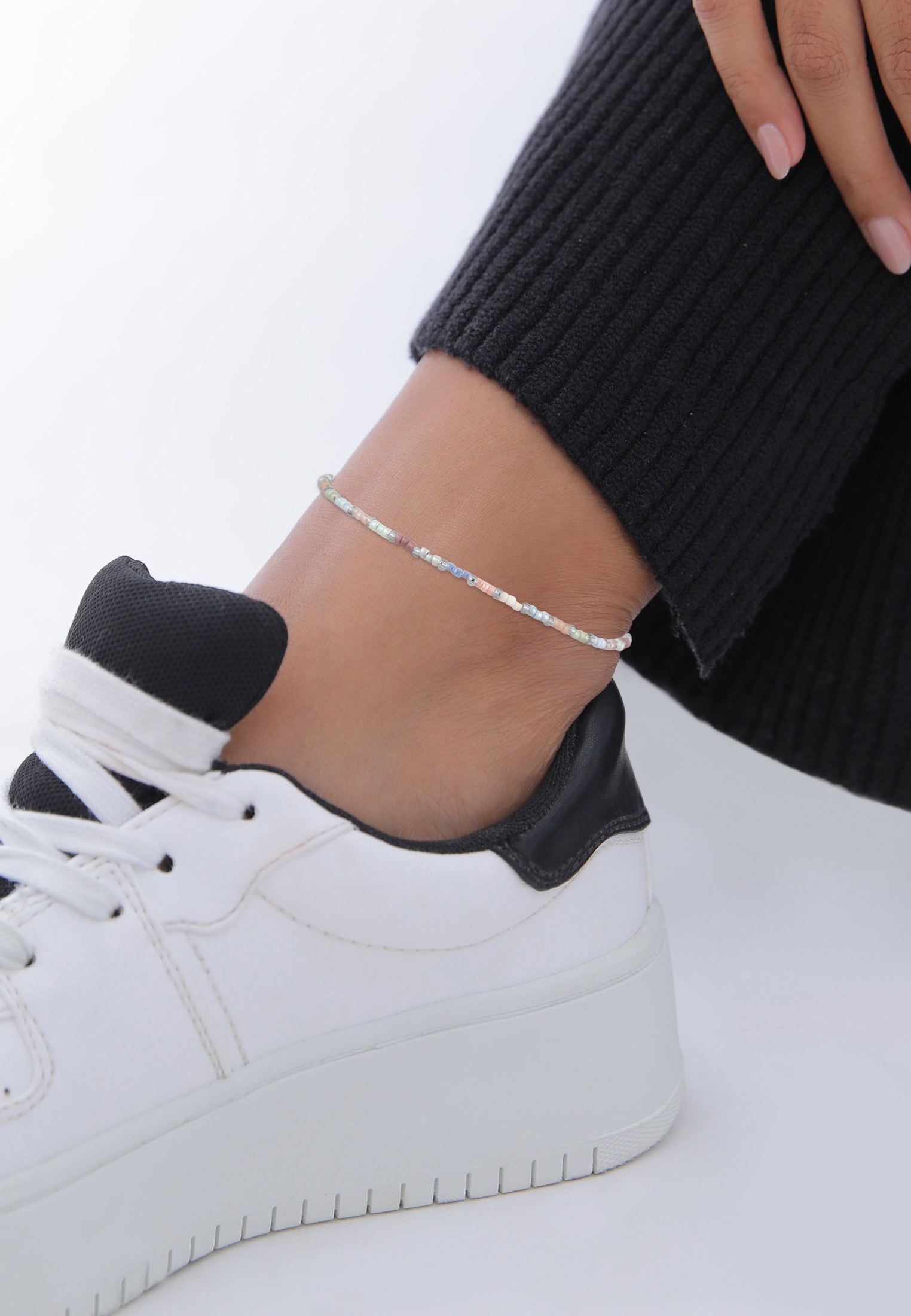 Elli Fußkette »Fußschmuck Glasperlen Pastell Sommeraccessoire 925 Sterling Silber«