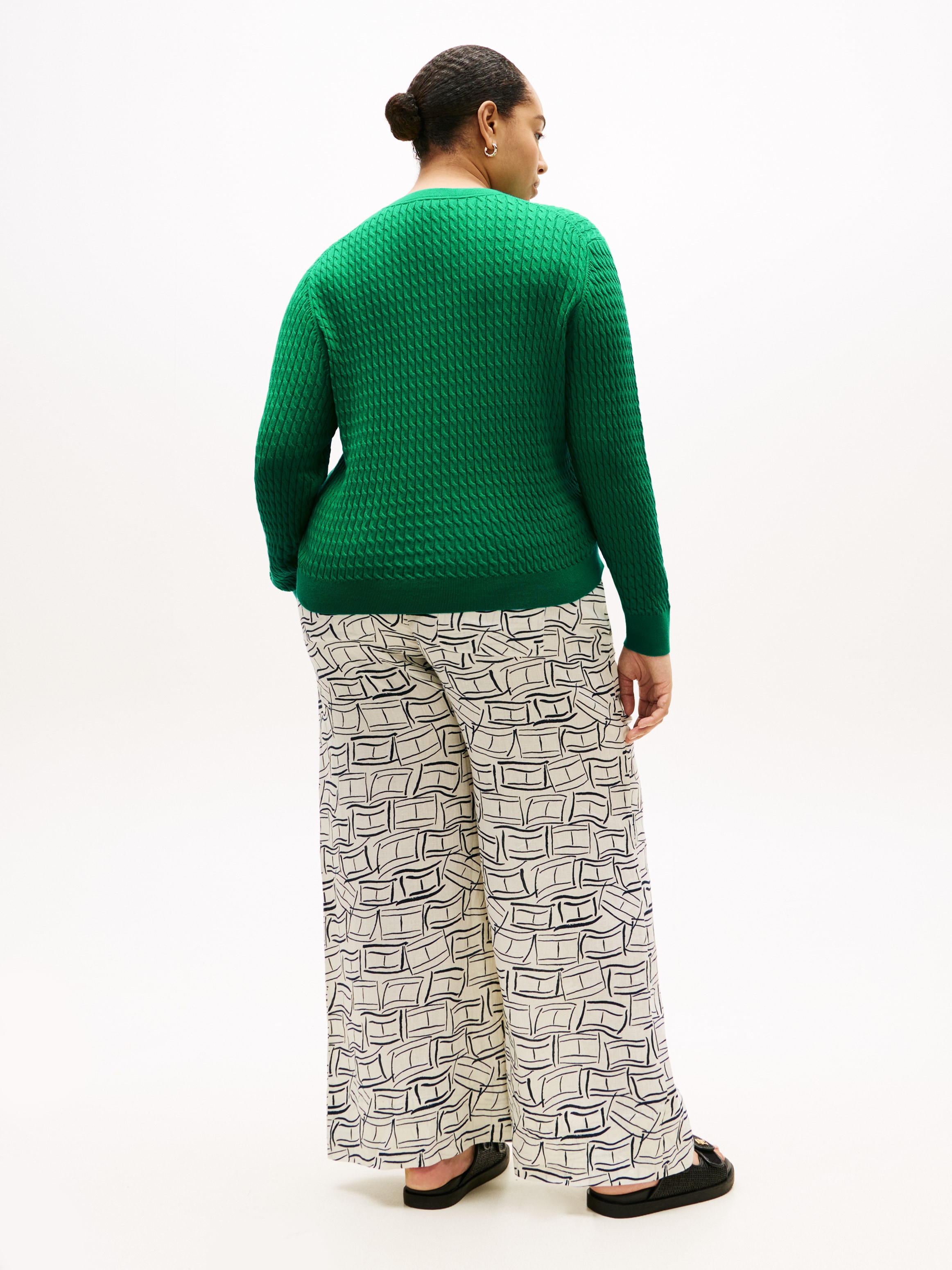 Tommy Hilfiger Curve Rundhalspullover »CRV CO CABLE FINE GG CNK SWEATER« in großen Größen, mit Zopfmuster