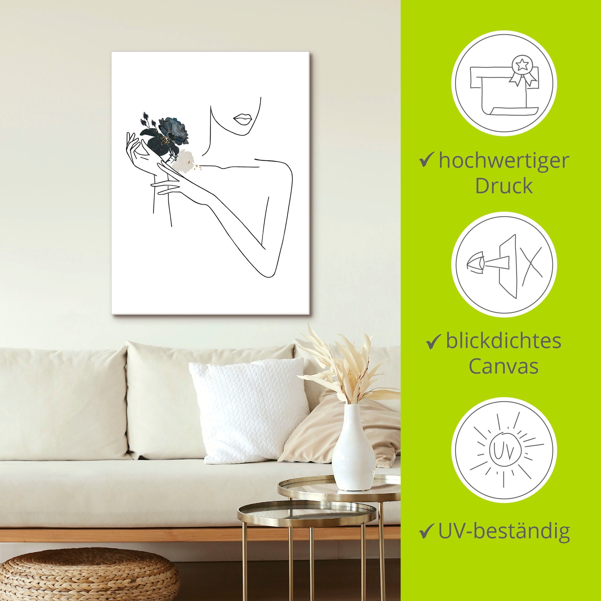Artland Wandbild »Moderne LineArt Mädchen II«, Modebilder, (1 St.), als Alubild, Outdoorbild, Leinwandbild, Poster, Wandaufkleber